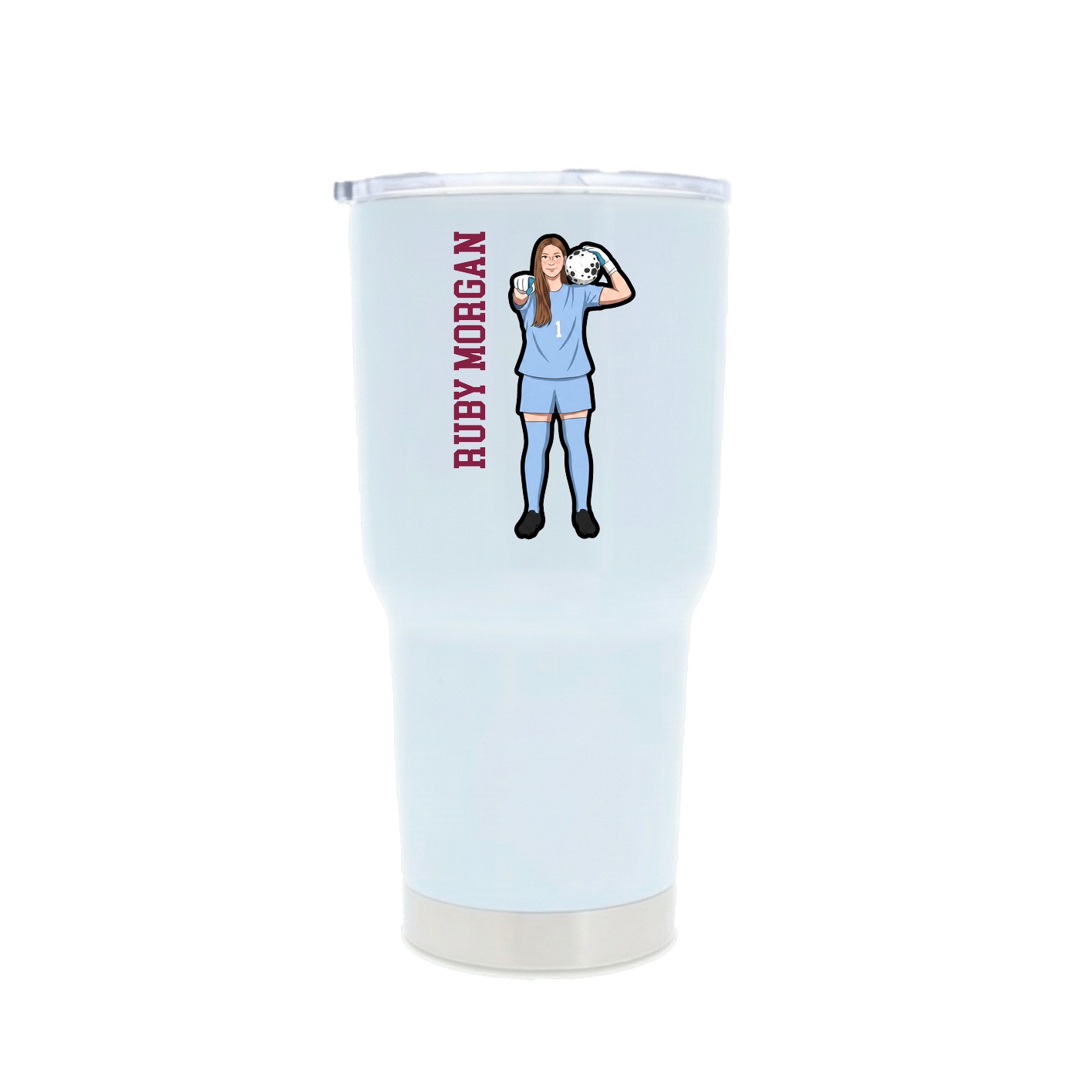 30oz Stainless Steel Tumbler — Name Vertical in White