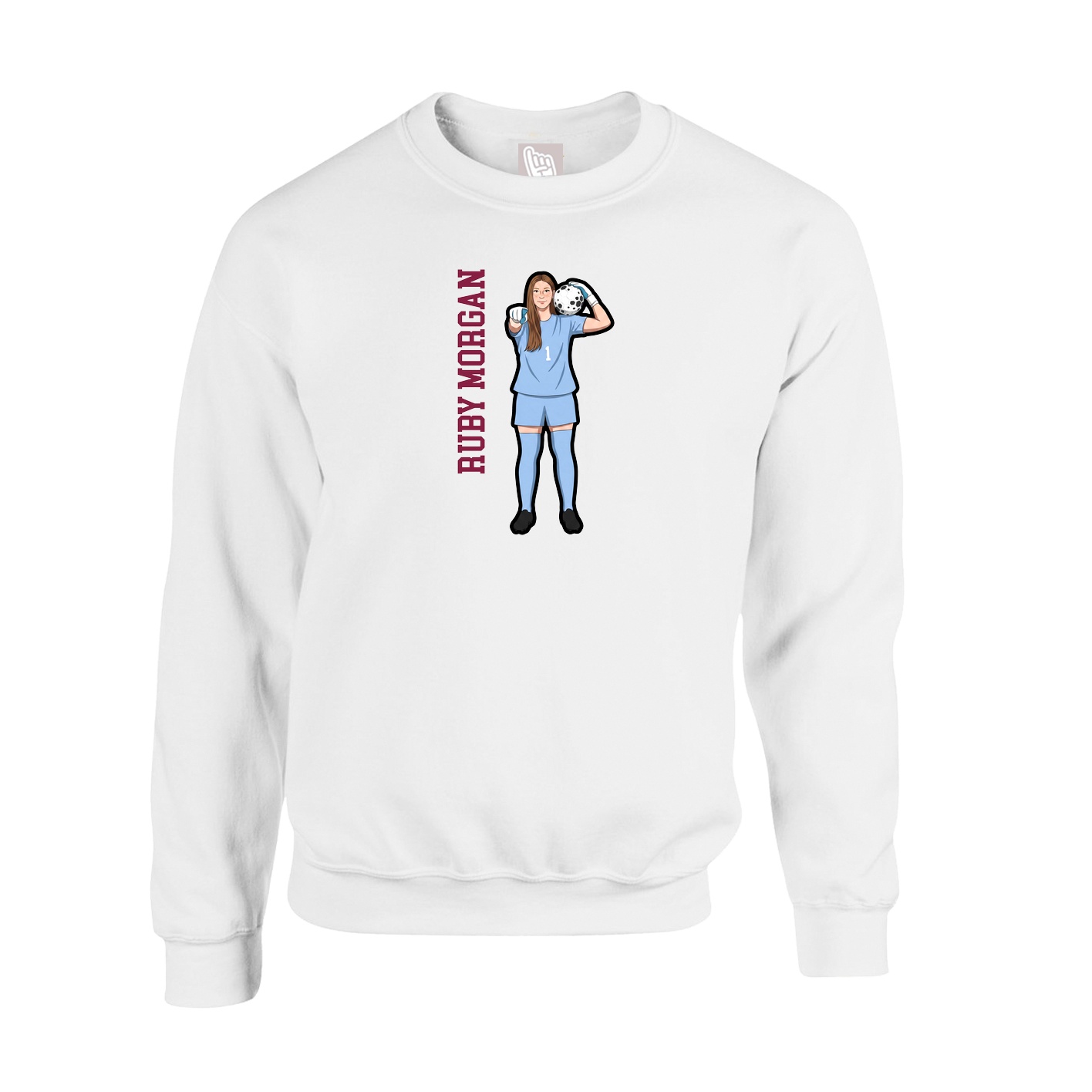 Fleece Crew — Name Vertical in White