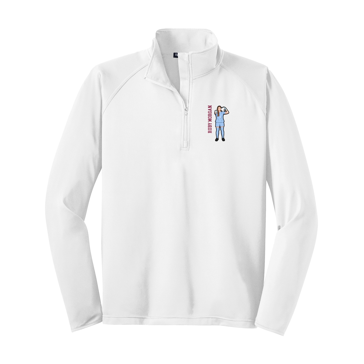 Q-Zip Pullover — Name Vertical in White