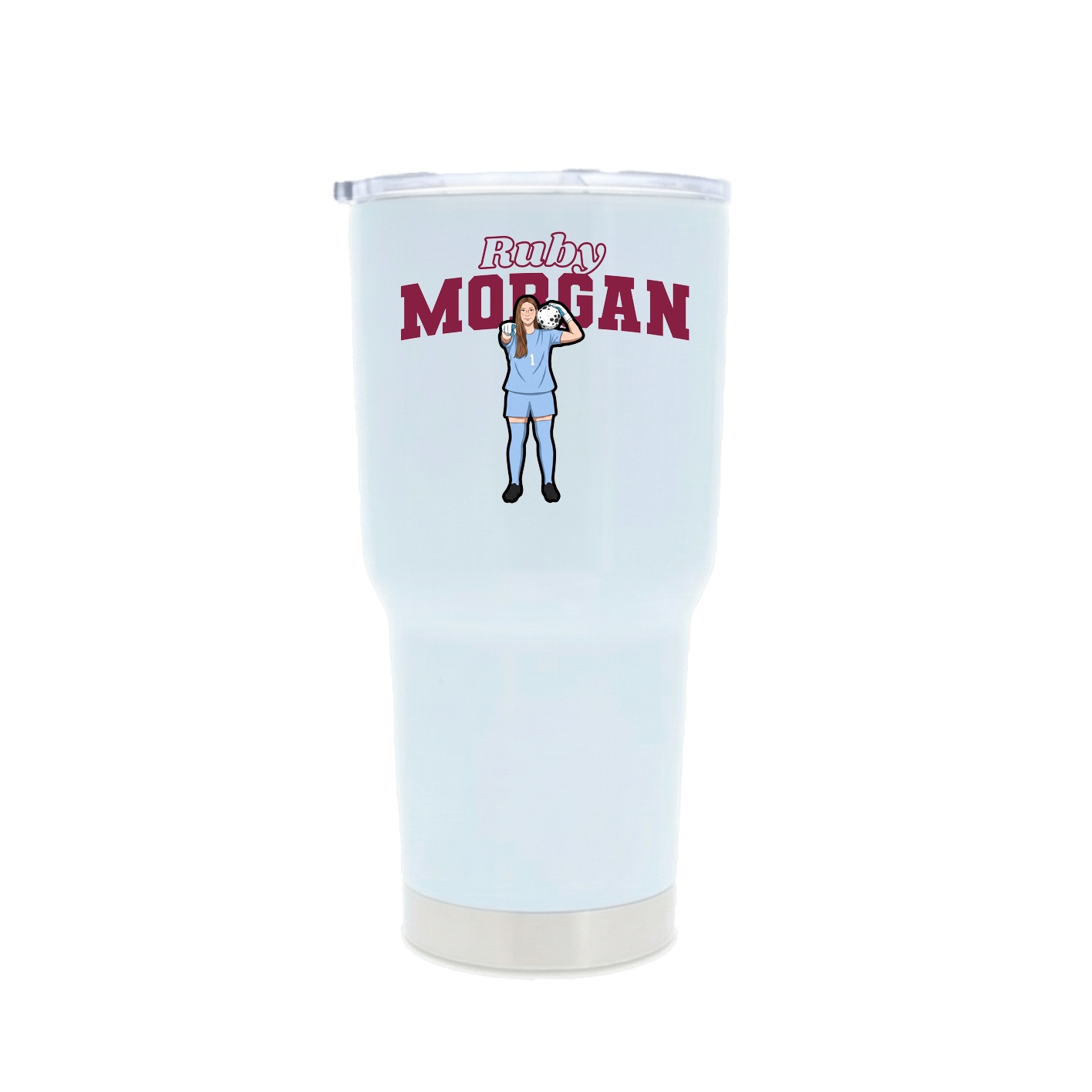 30oz Stainless Steel Tumbler — Name Arch in White