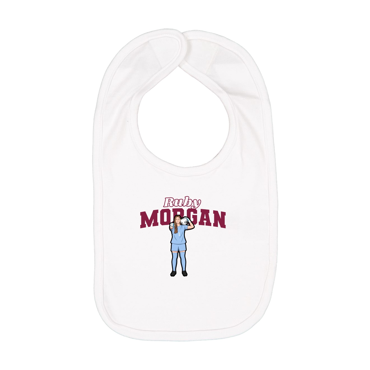 Infant Bib — Name Arch in White