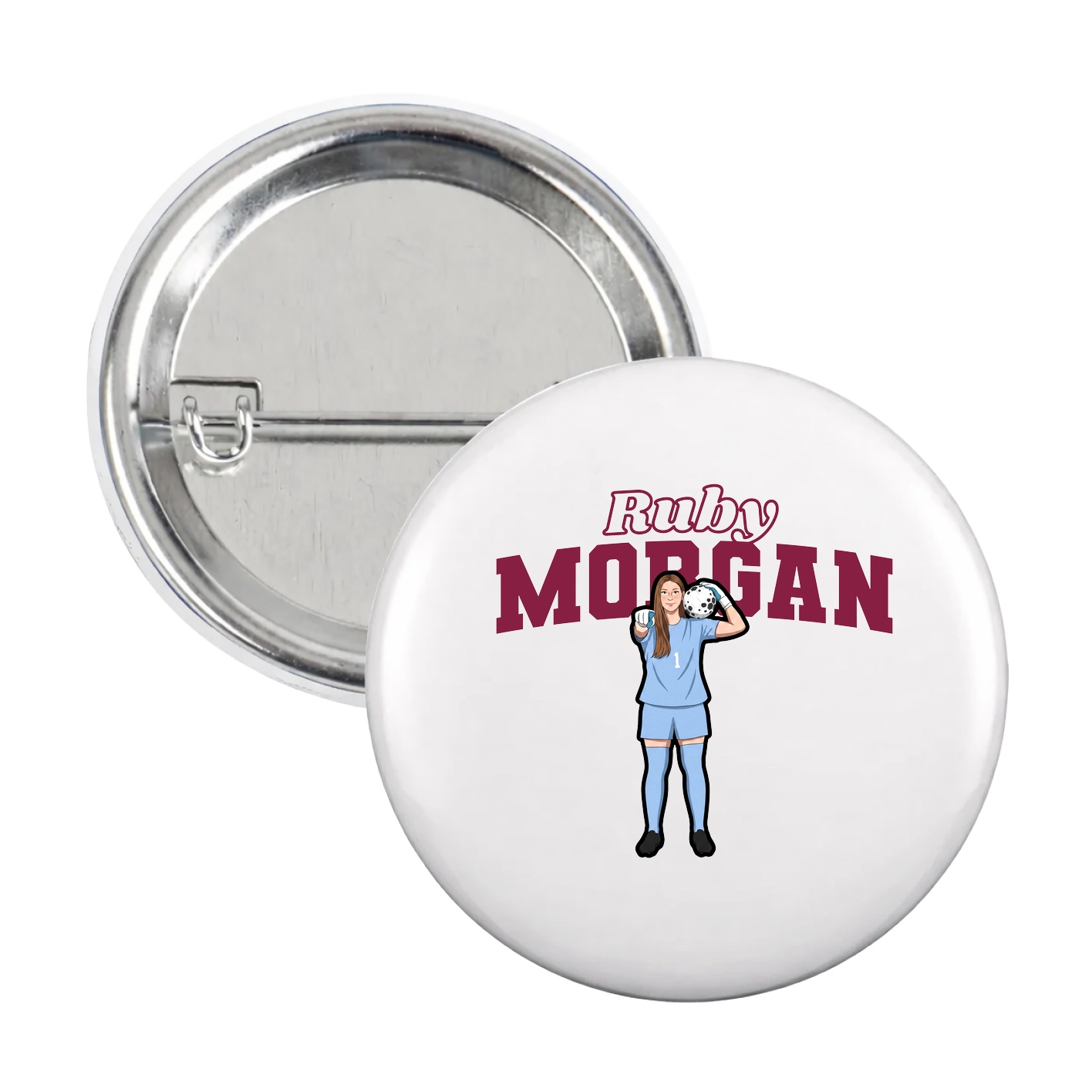 Game Day Button — Name Arch in White