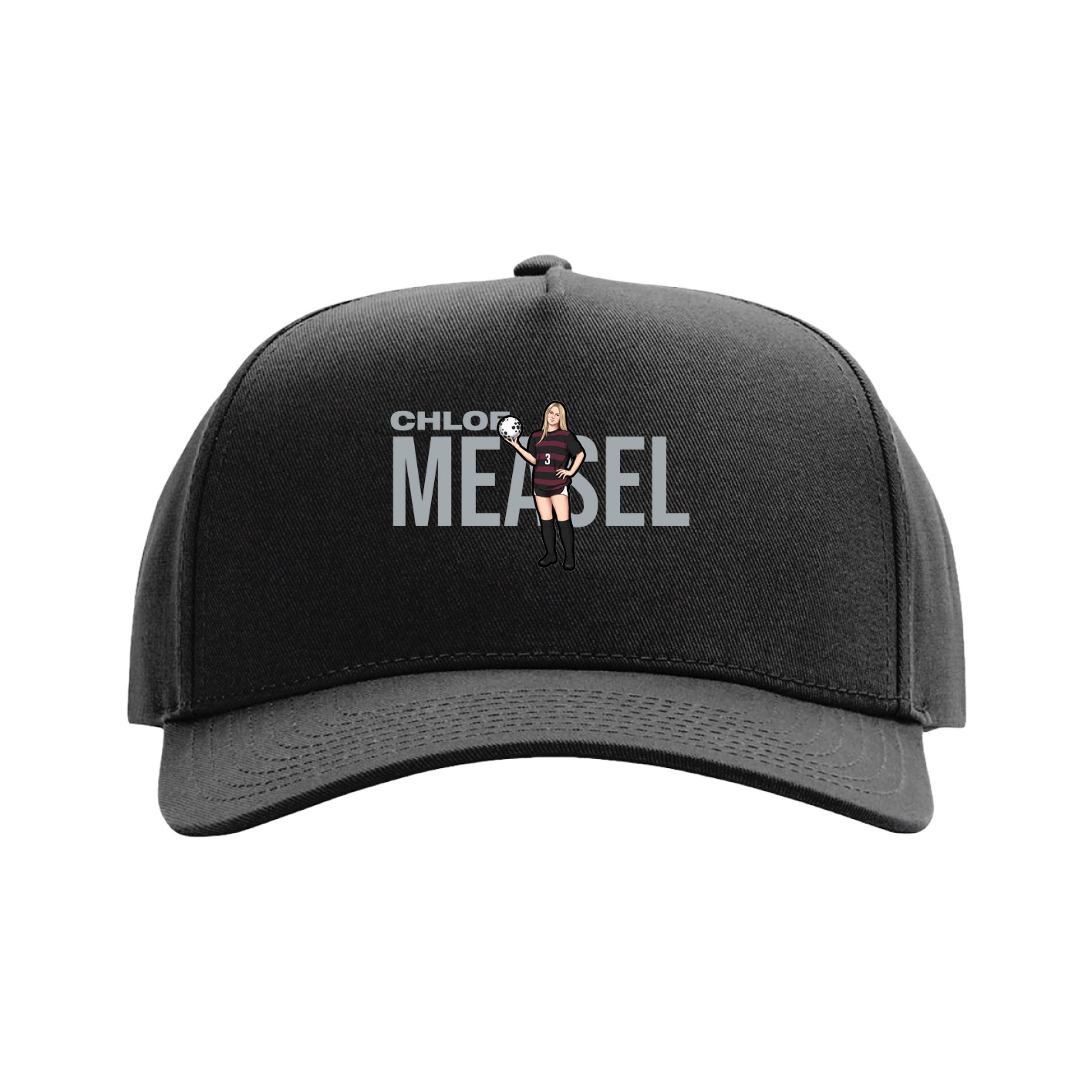 Full Fabric Five-Panel Champ Cap — Player Name in Black