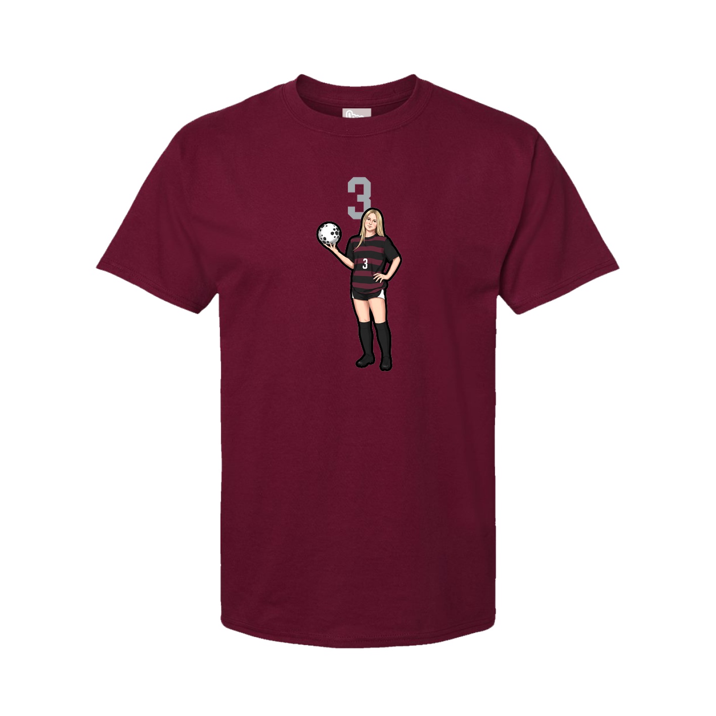 Youth Tee — Number Top in Cardinal