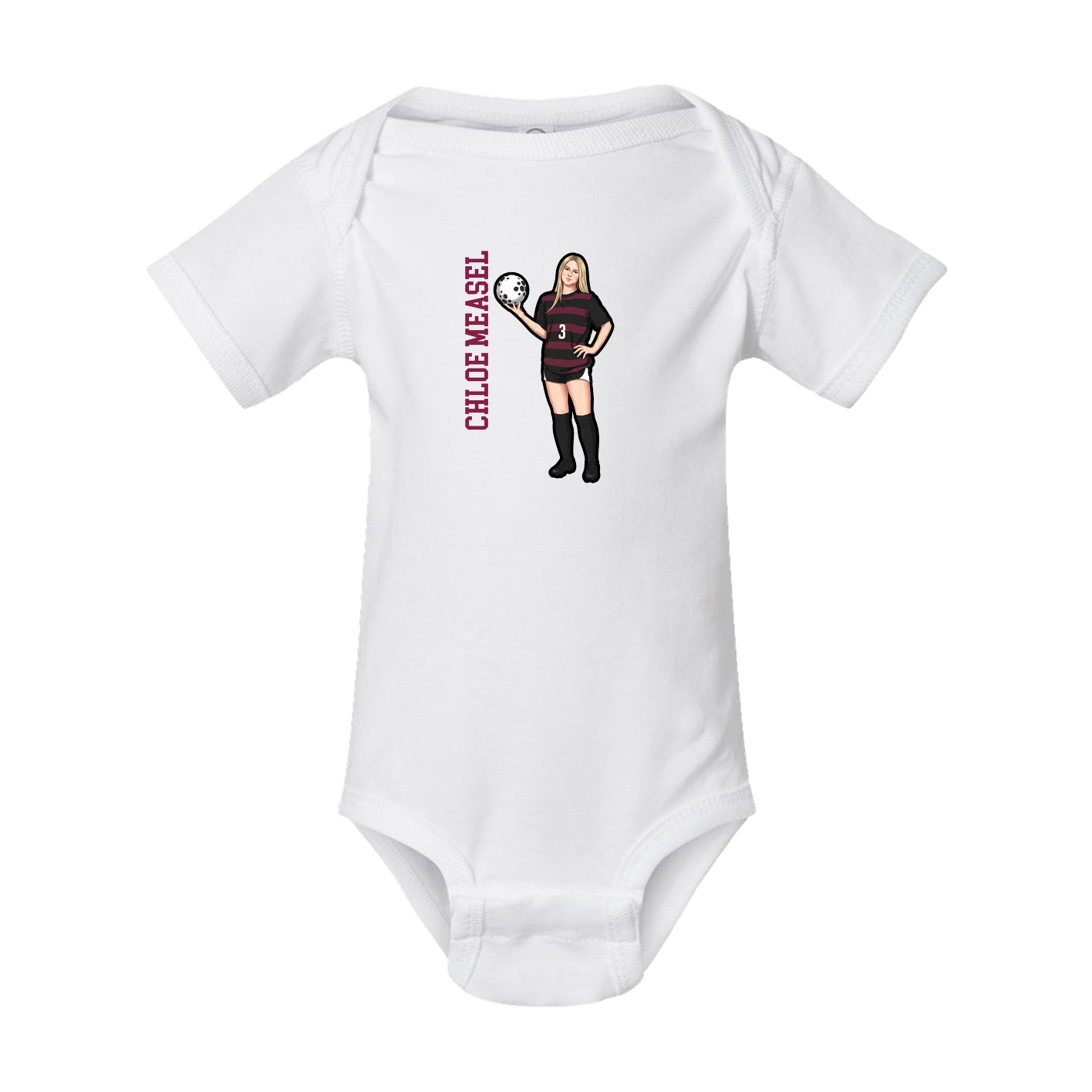 Baby Onesie — Name Vertical in White