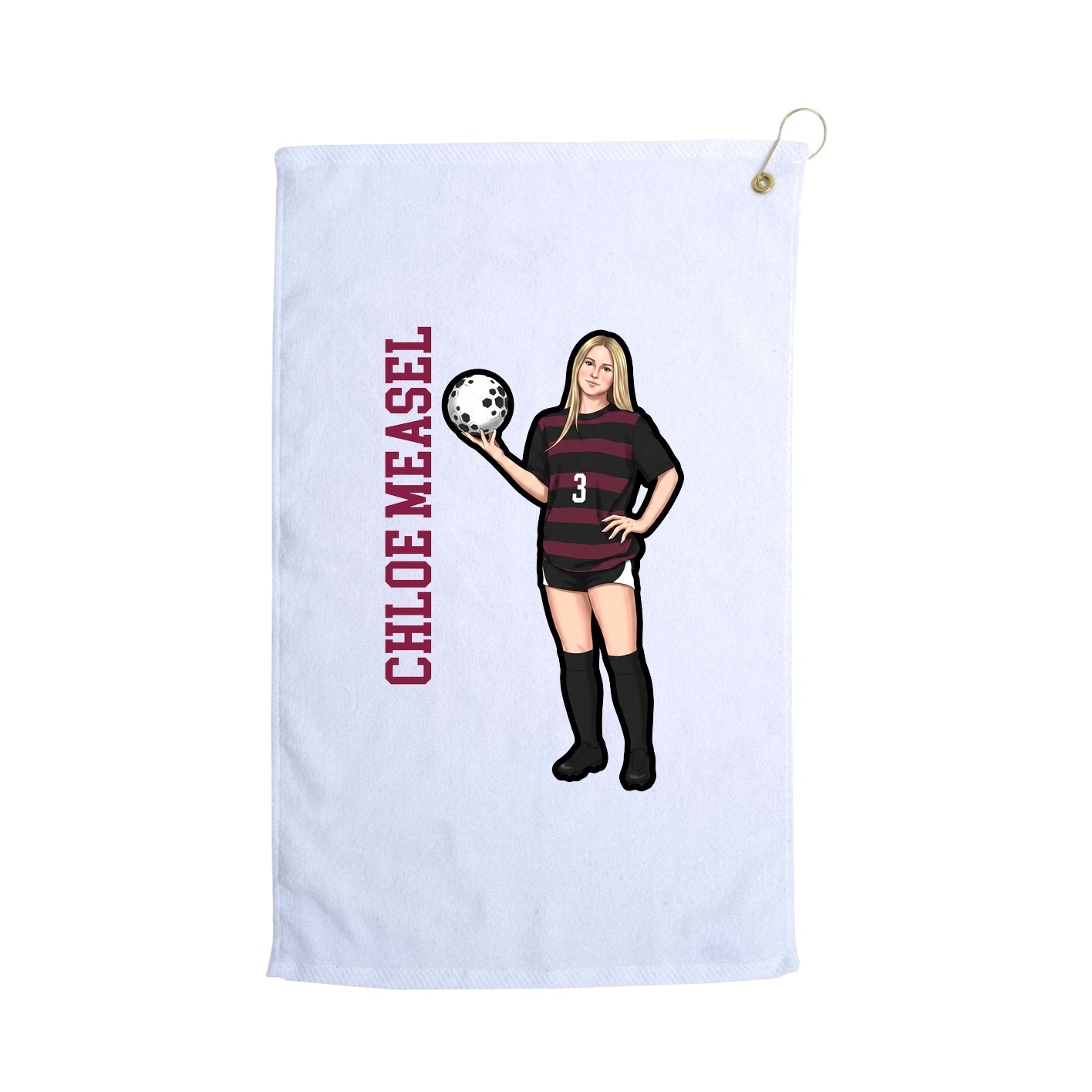 Golf Towel — Name Vertical in White