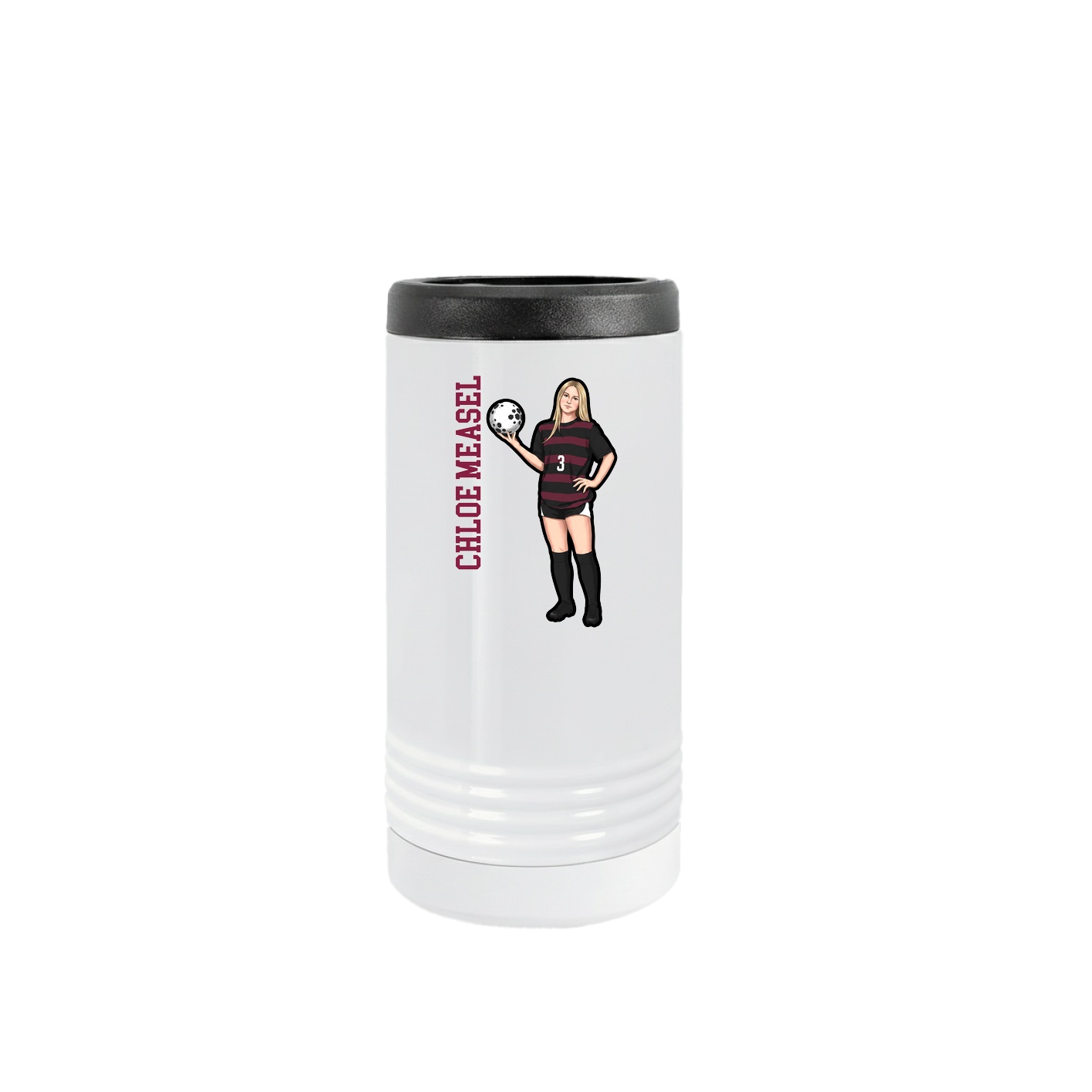 Slim Beverage Holder — Name Vertical in White