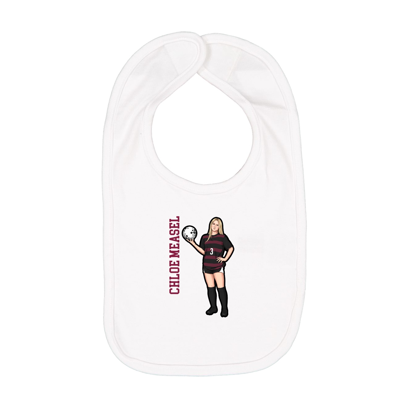 Infant Bib — Name Vertical in White