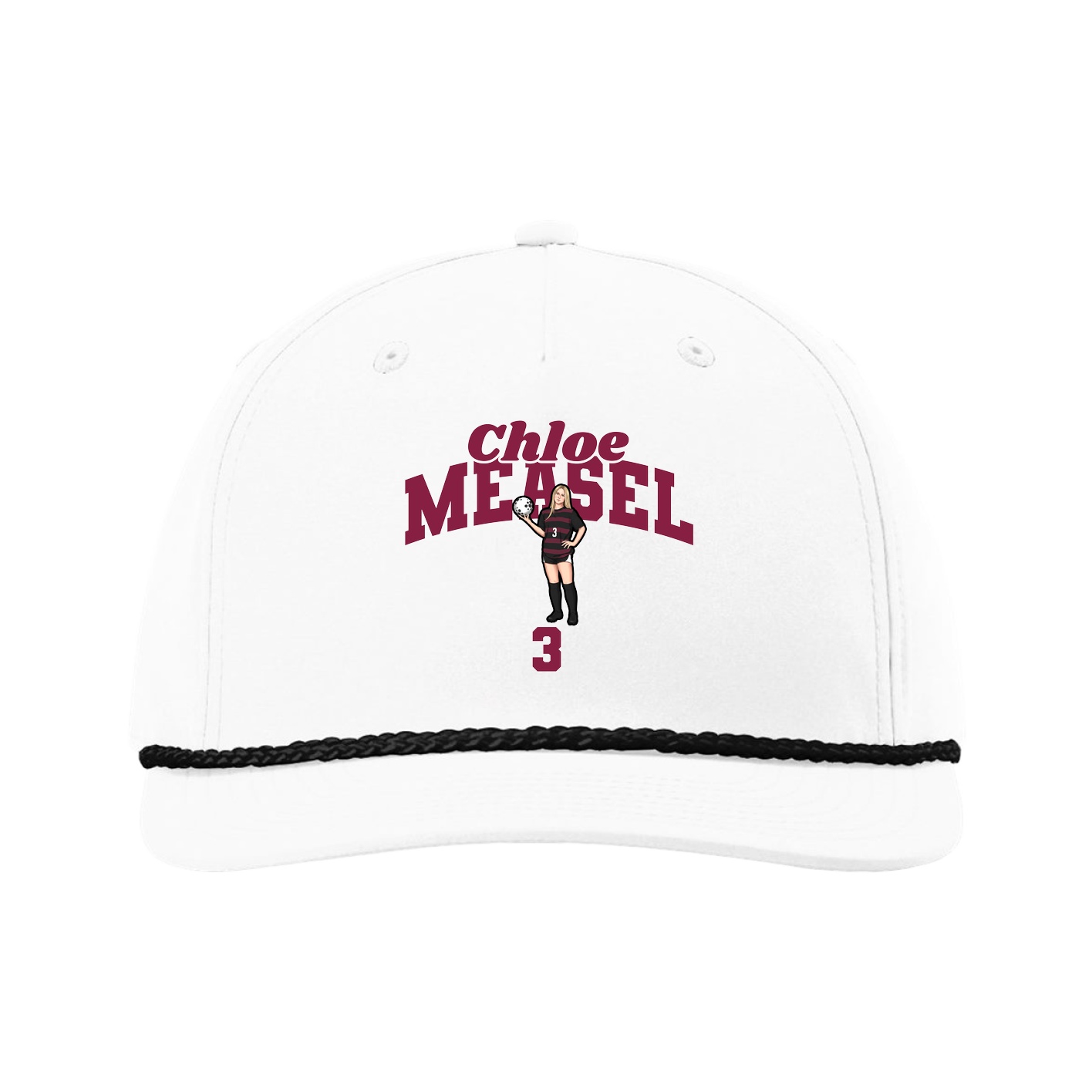 Five-Panel Classic Rope Cap — Signature Arch in White