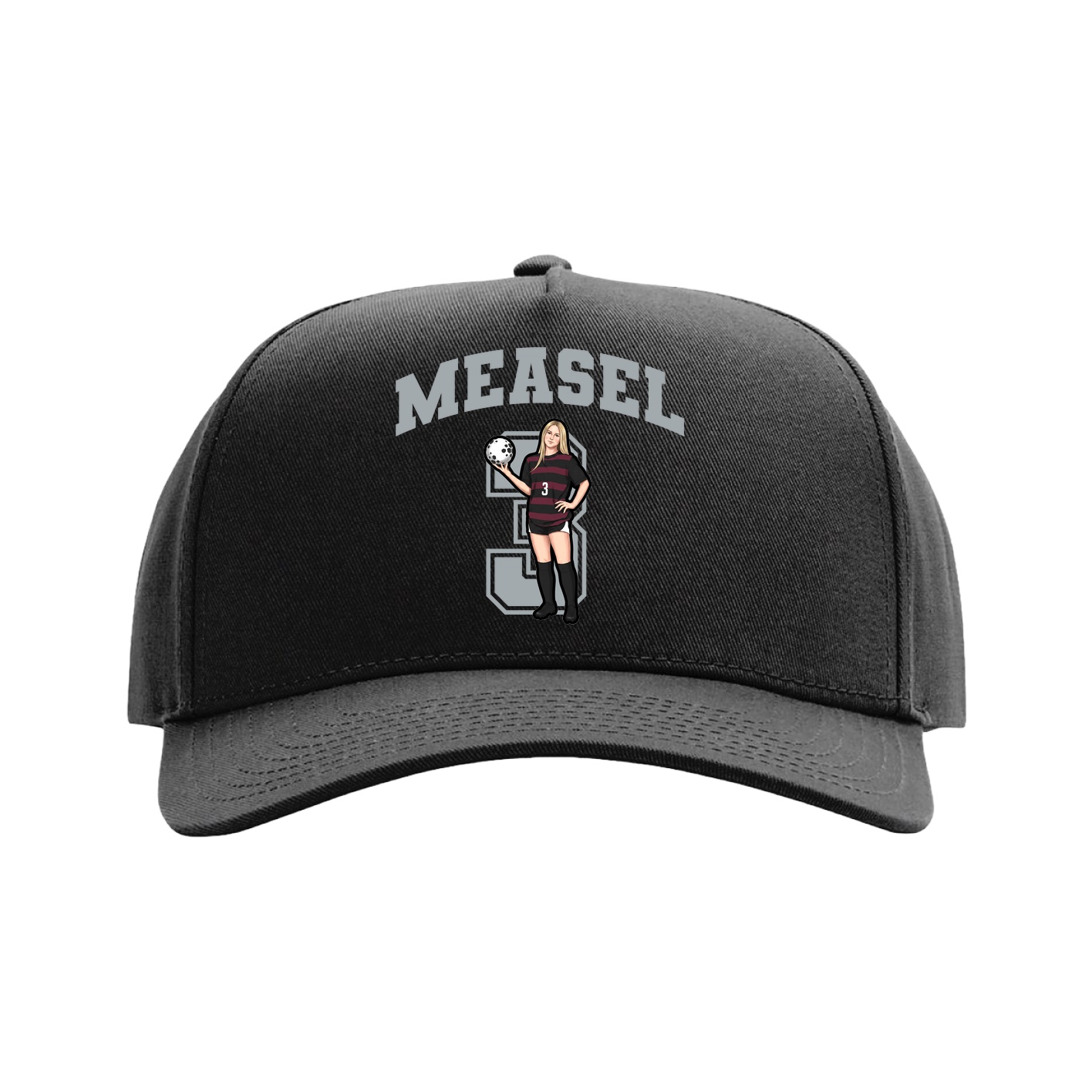 Full Fabric Five-Panel Champ Cap — Number in Black