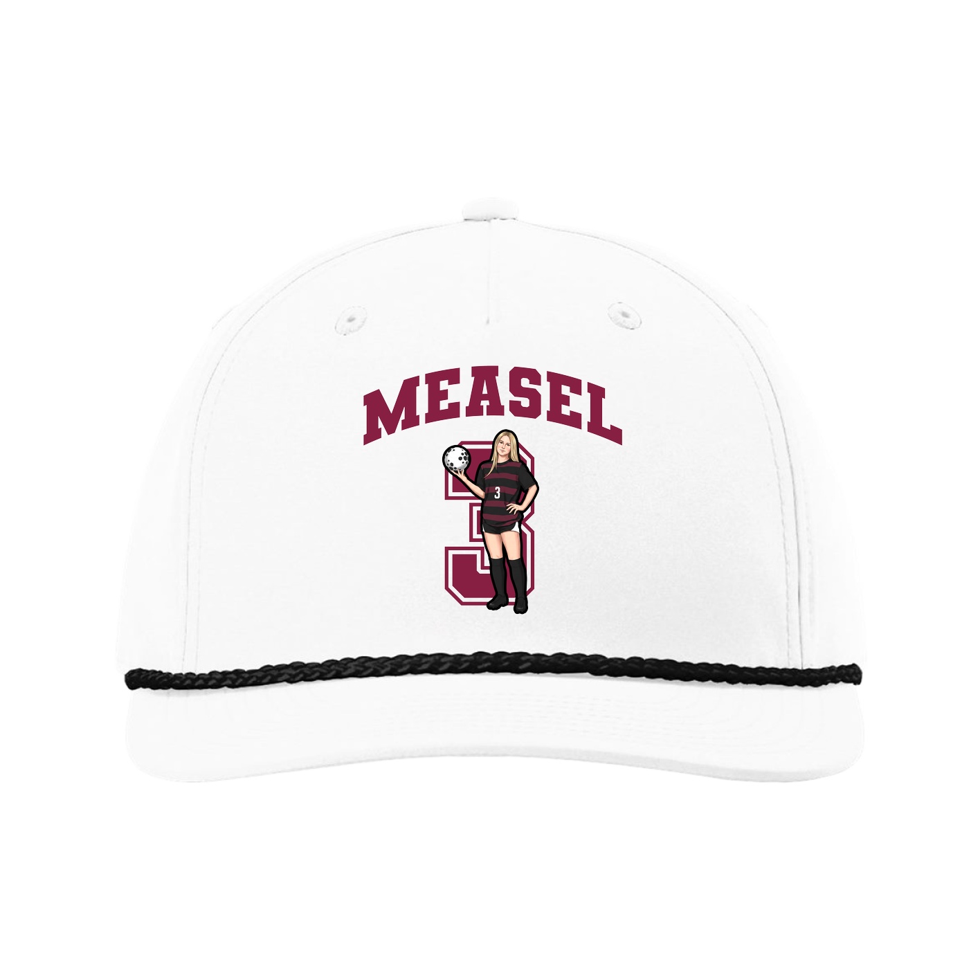Five-Panel Classic Rope Cap — Number in White