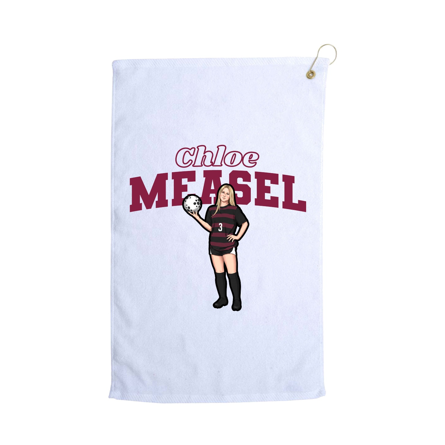 Golf Towel — Name Arch in White