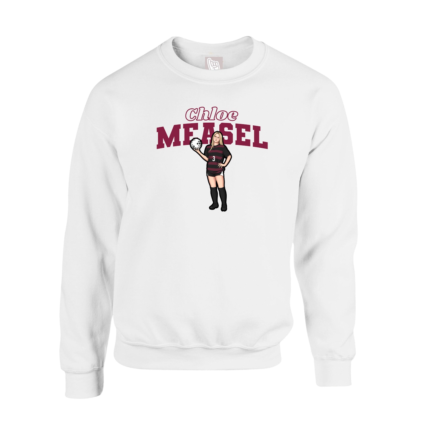 Fleece Crew — Name Arch in White