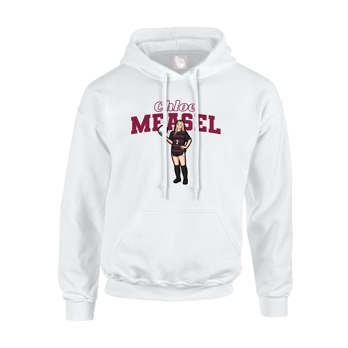 Youth Hoodie — Name Arch in White