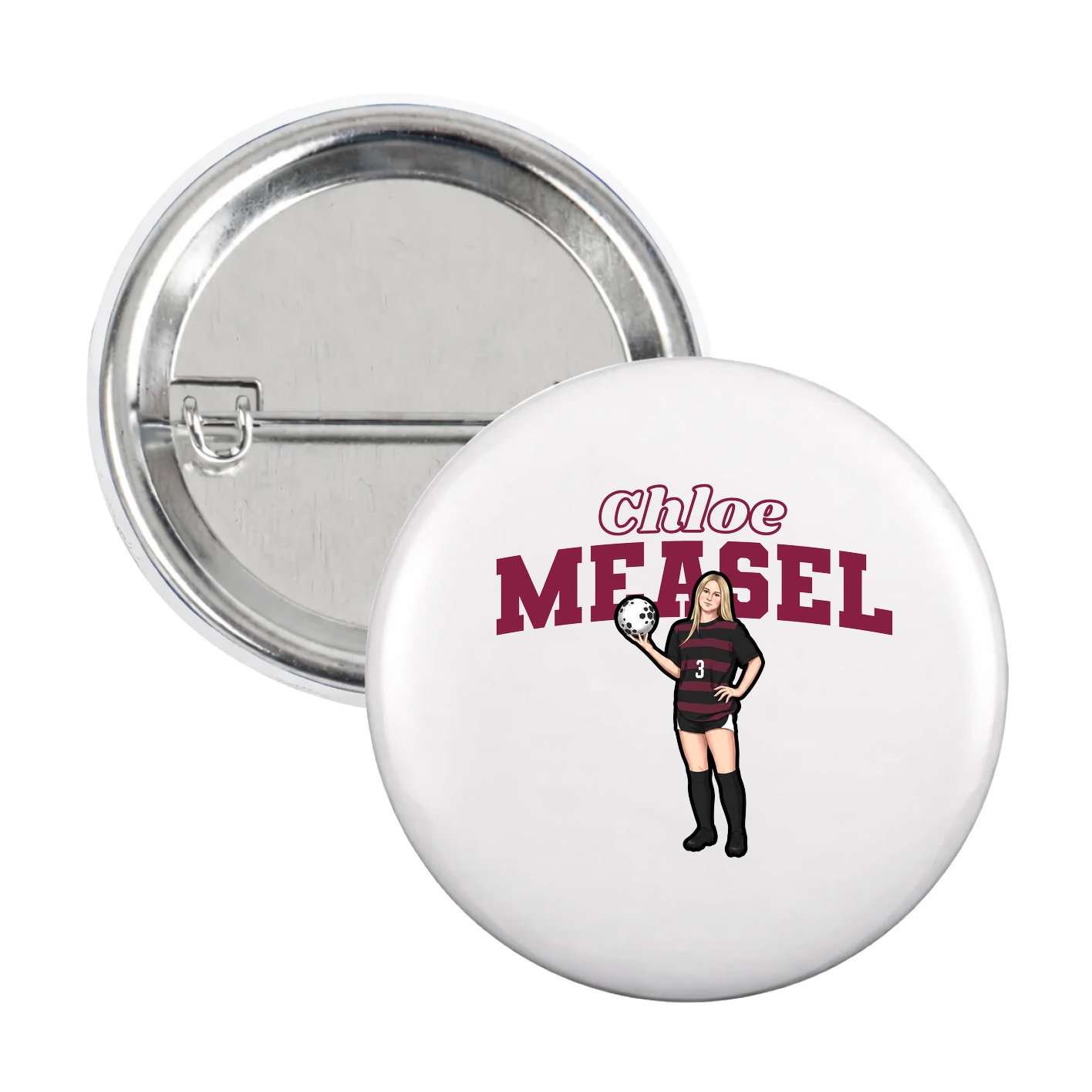 Game Day Button — Name Arch in White