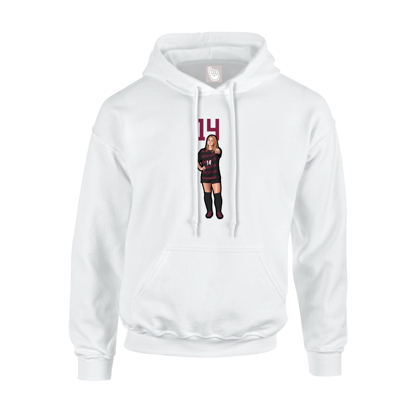 Youth Hoodie — Number Top in White