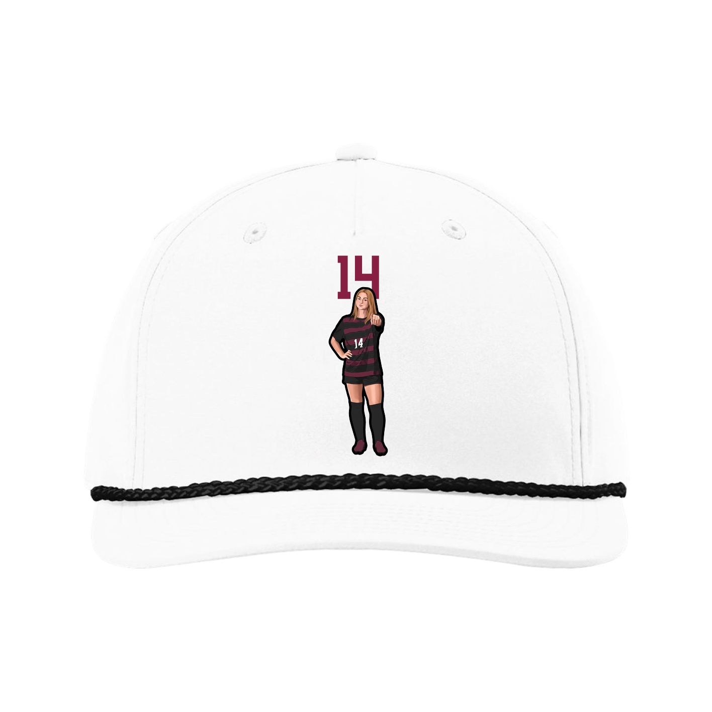 Five-Panel Classic Rope Cap — Number Top in White
