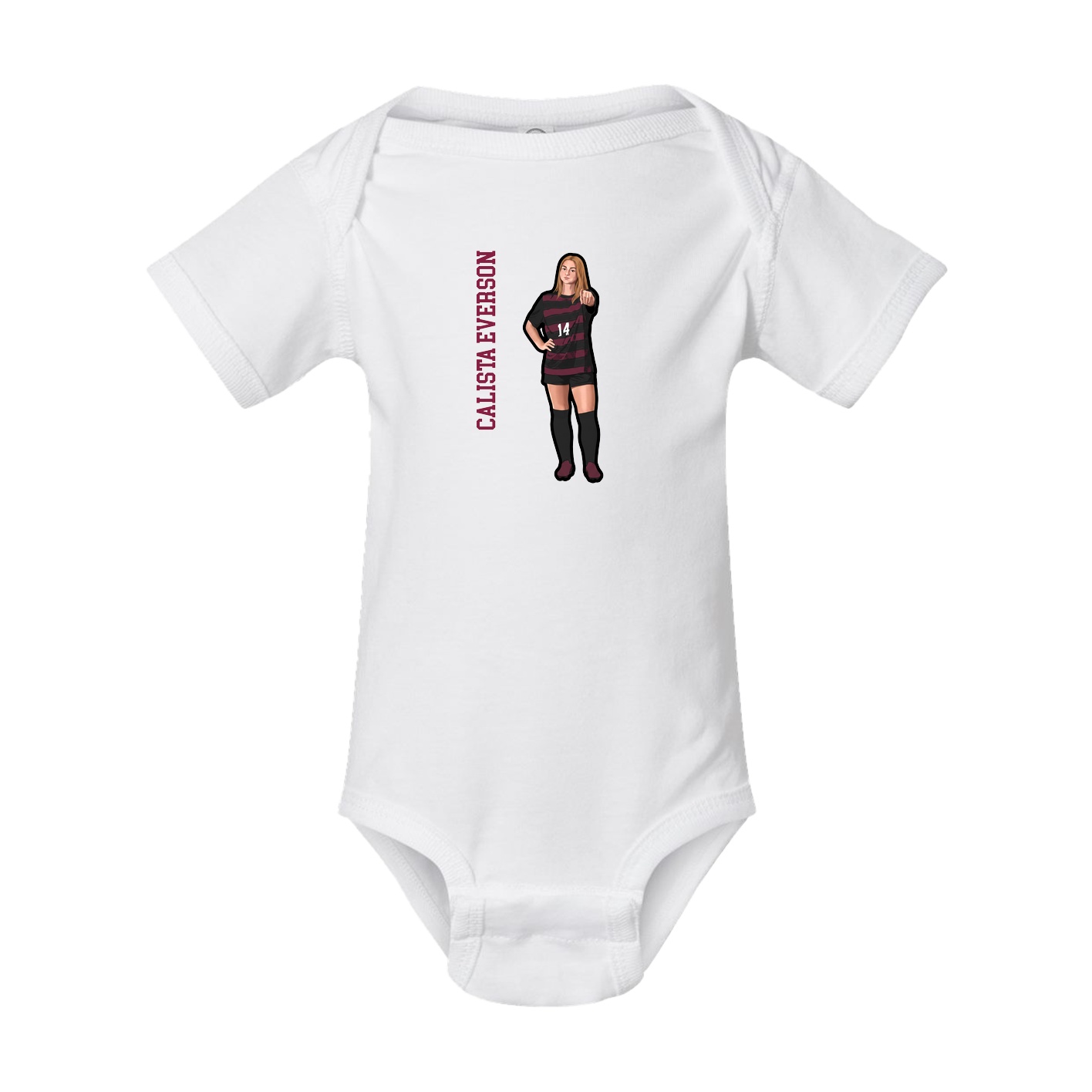 Baby Onesie — Name Vertical in White