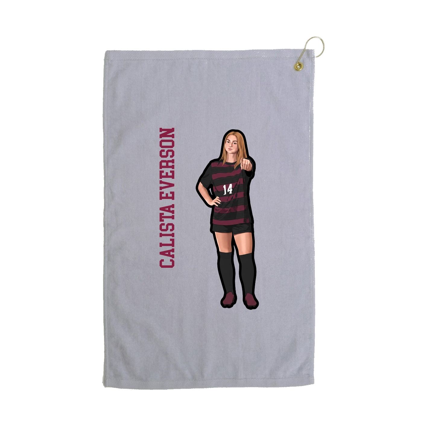 Golf Towel — Name Vertical in Grey