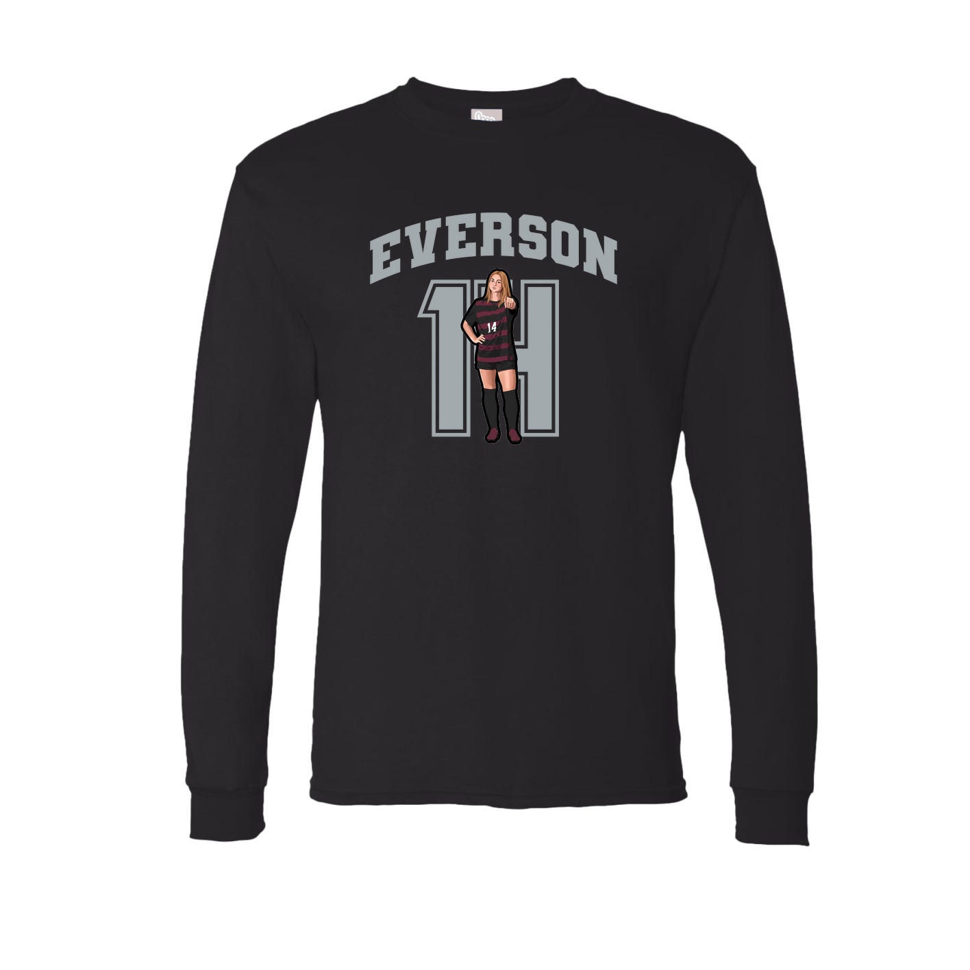 Long Sleeve Tee — Number in Black