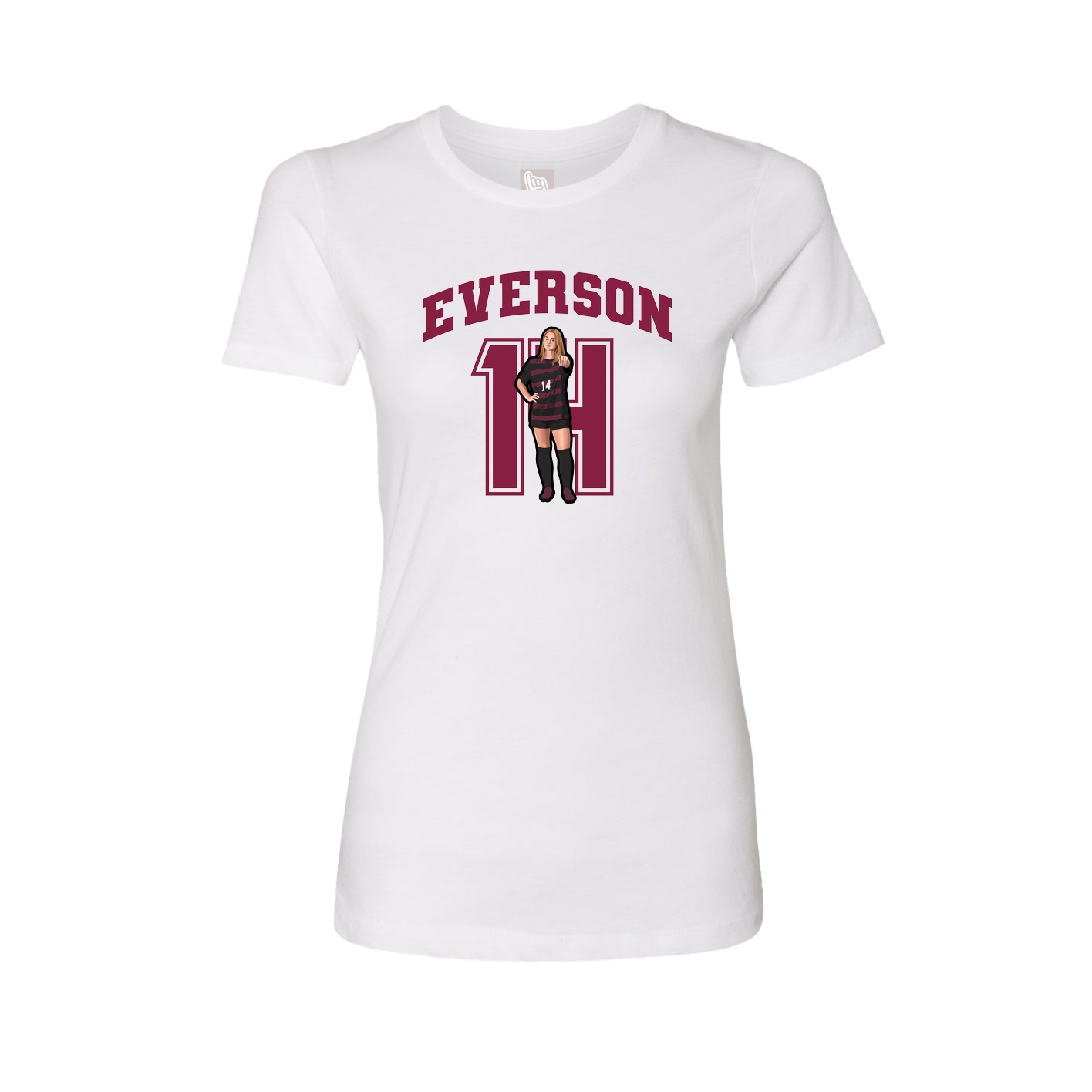 Fitted Women's Tee — Number in White