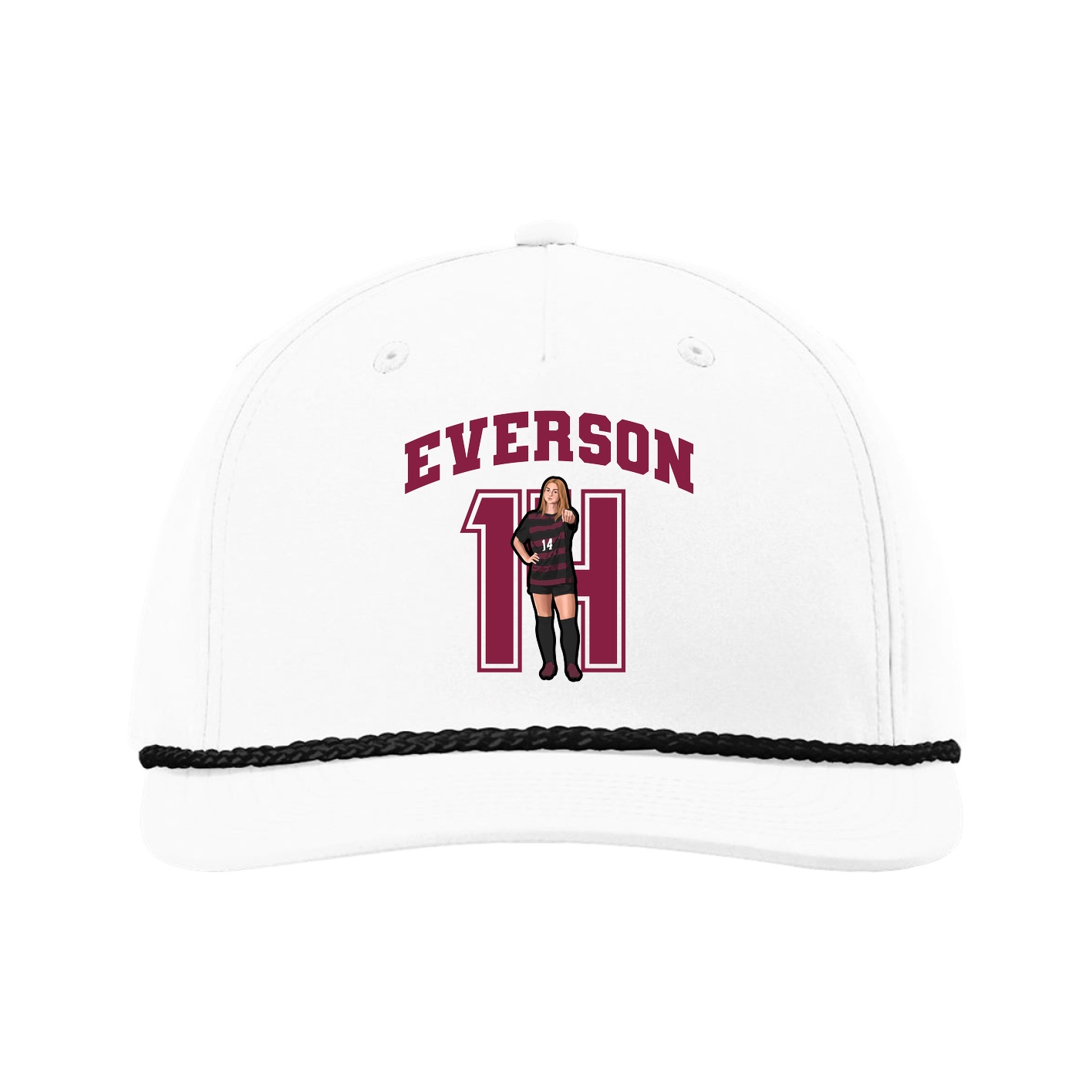 Five-Panel Classic Rope Cap — Number in White