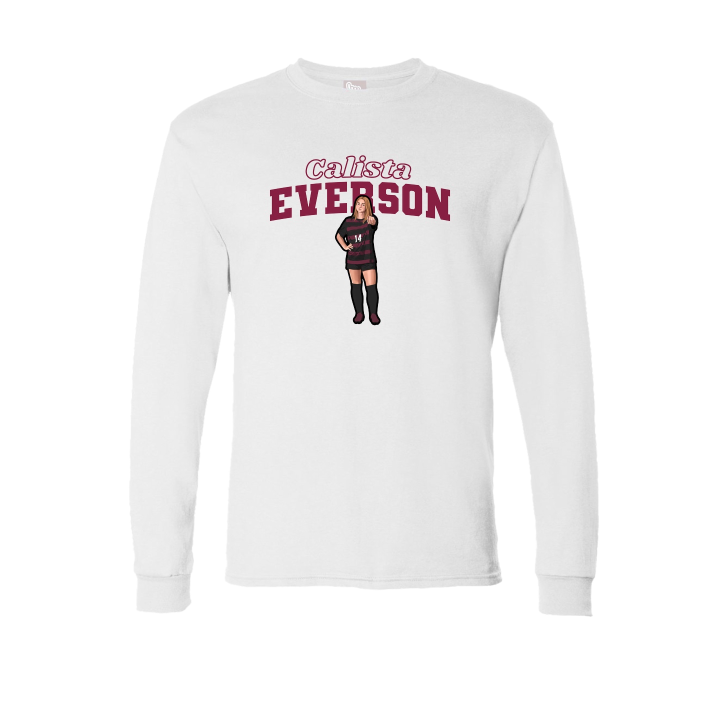 Long Sleeve Tee — Name Arch in White