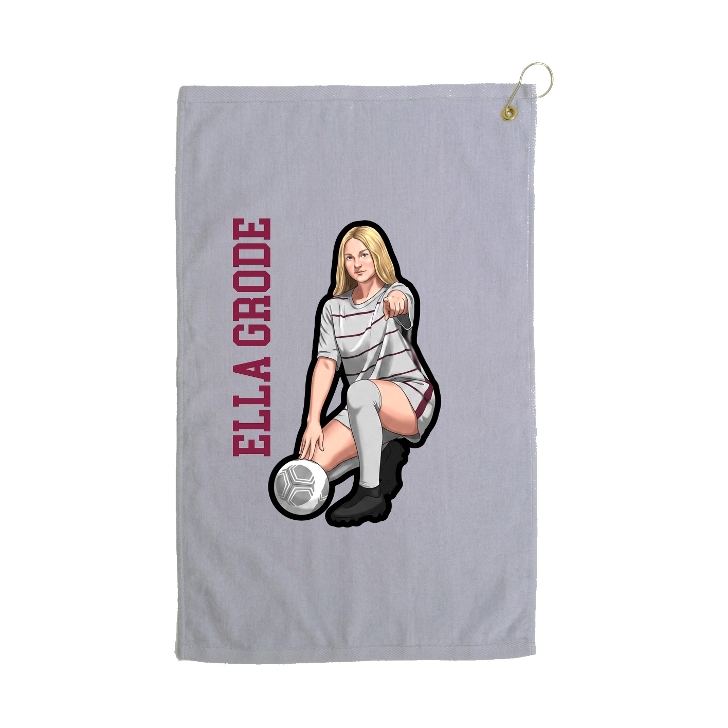 Golf Towel — Name Vertical in Grey