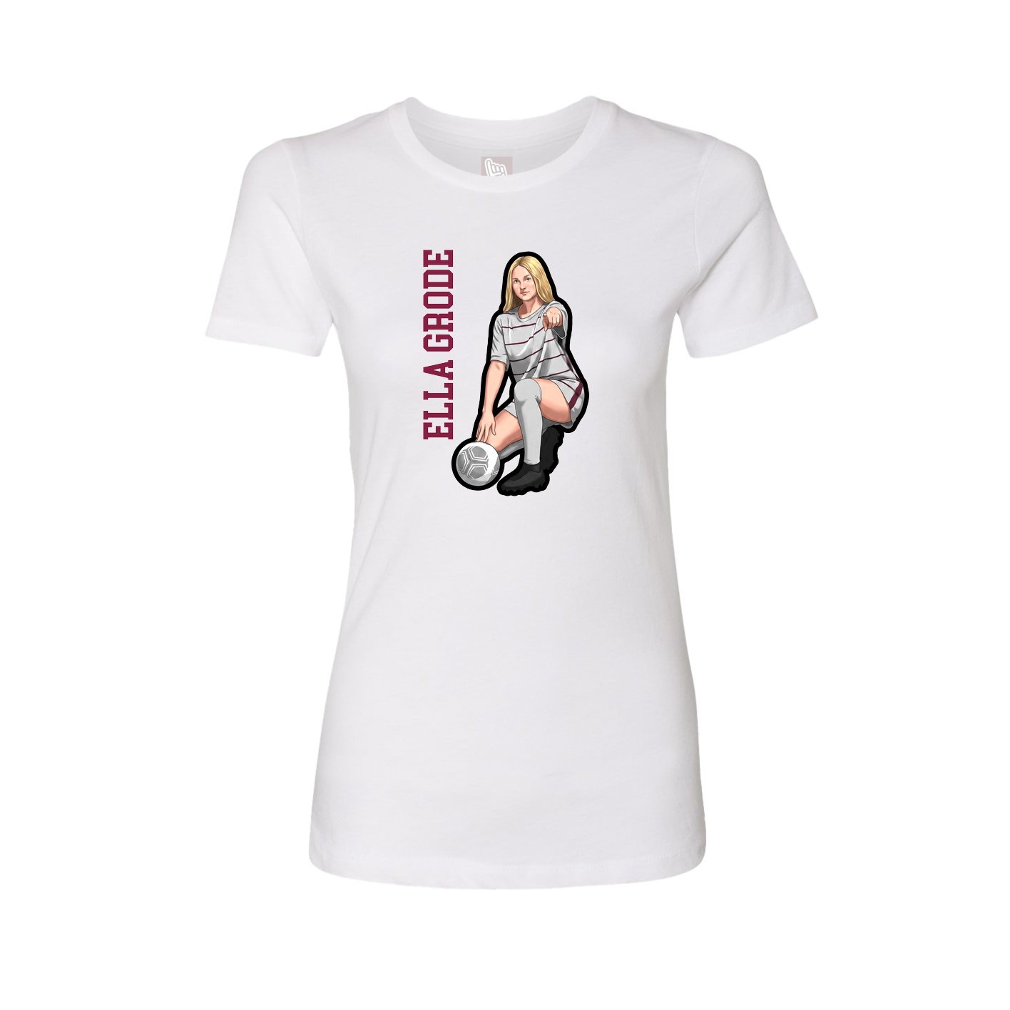 Fitted Women's Tee — Name Vertical in White