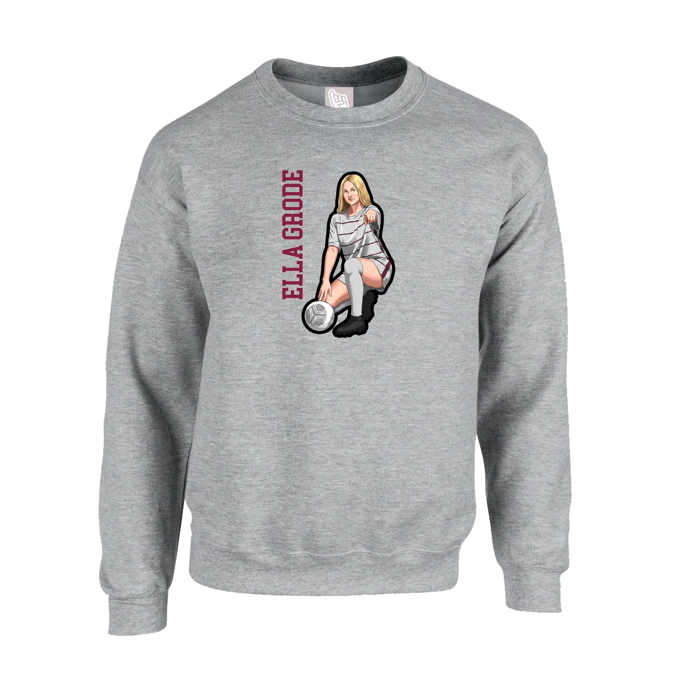 Fleece Crew — Name Vertical in Grey