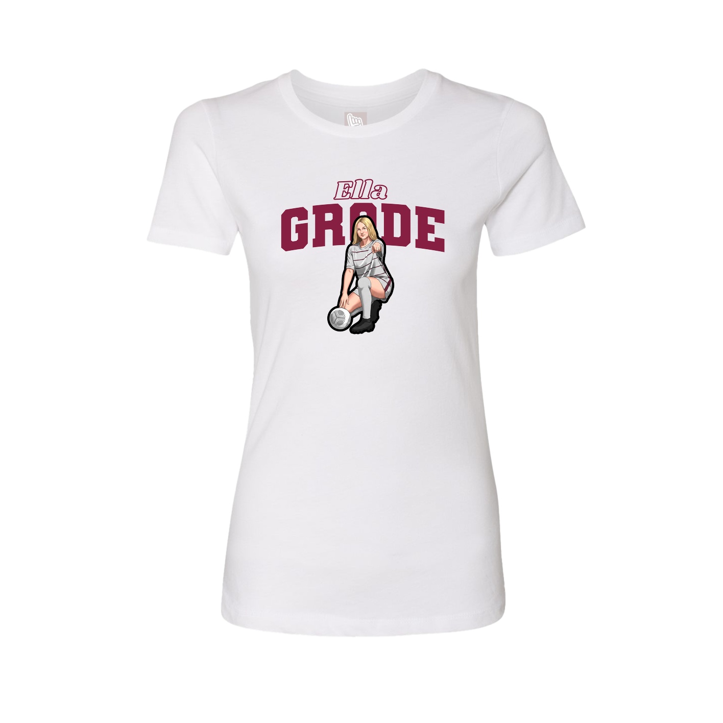 Fitted Women's Tee — Name Arch in White