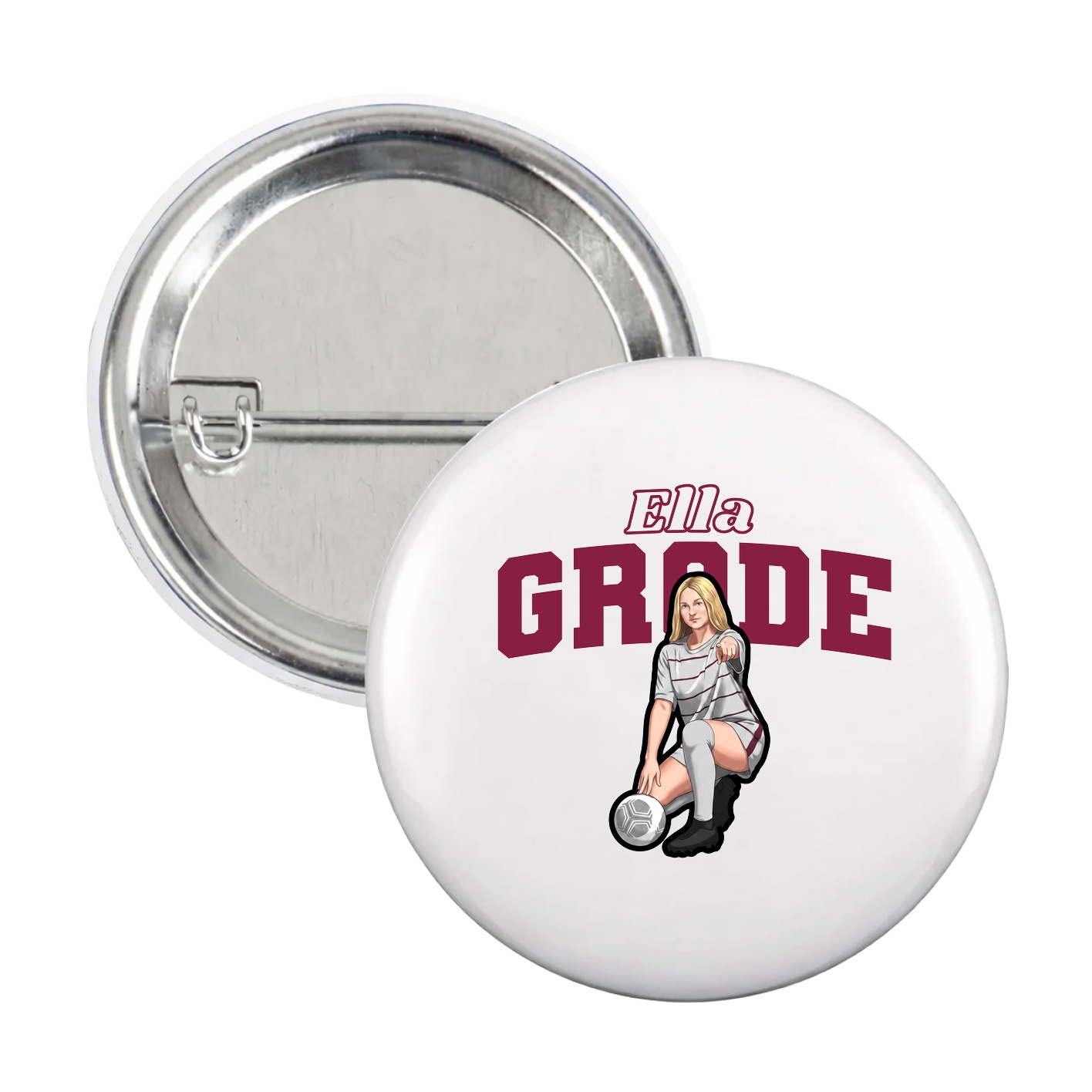 Game Day Button — Name Arch in White