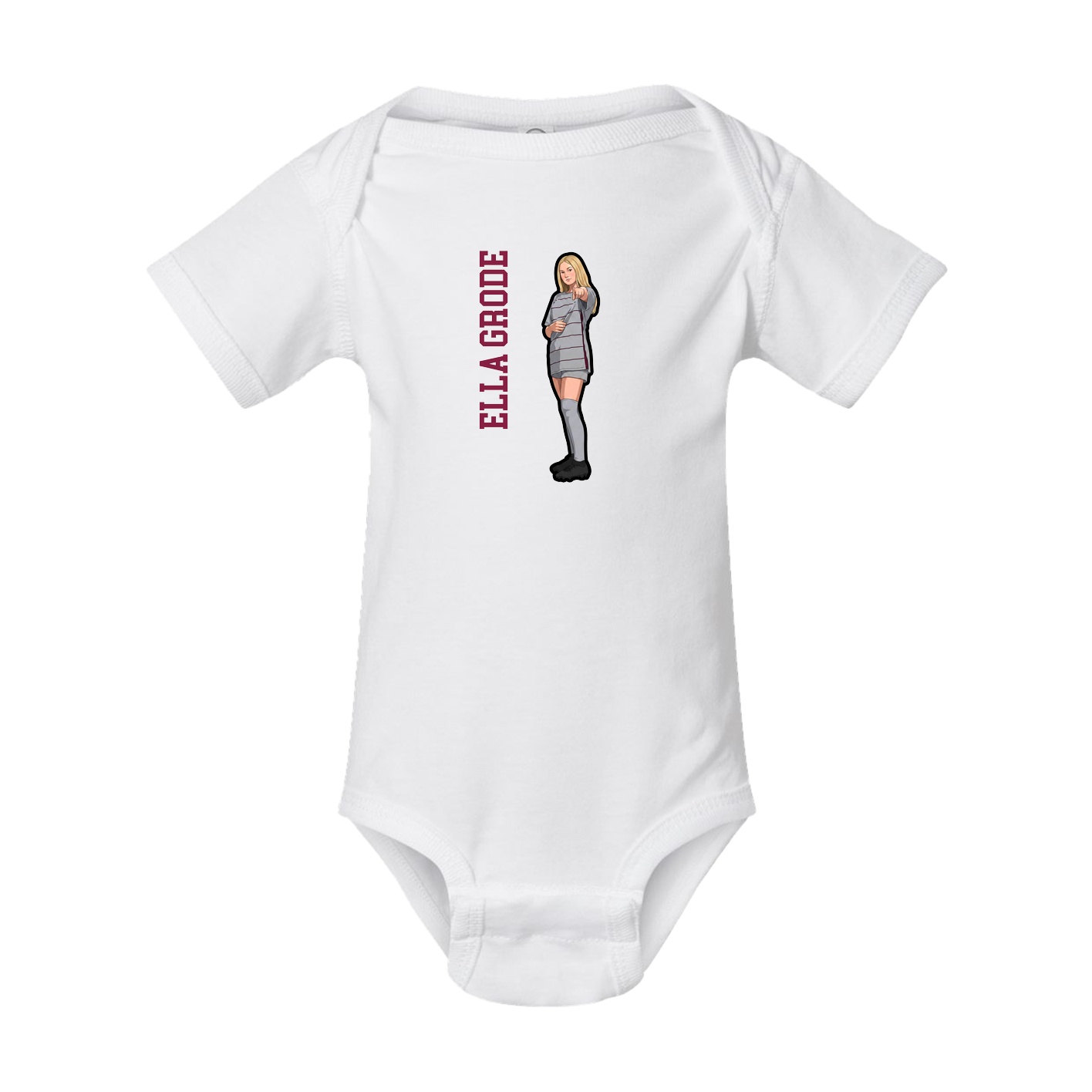 Baby Onesie — Name Vertical in White