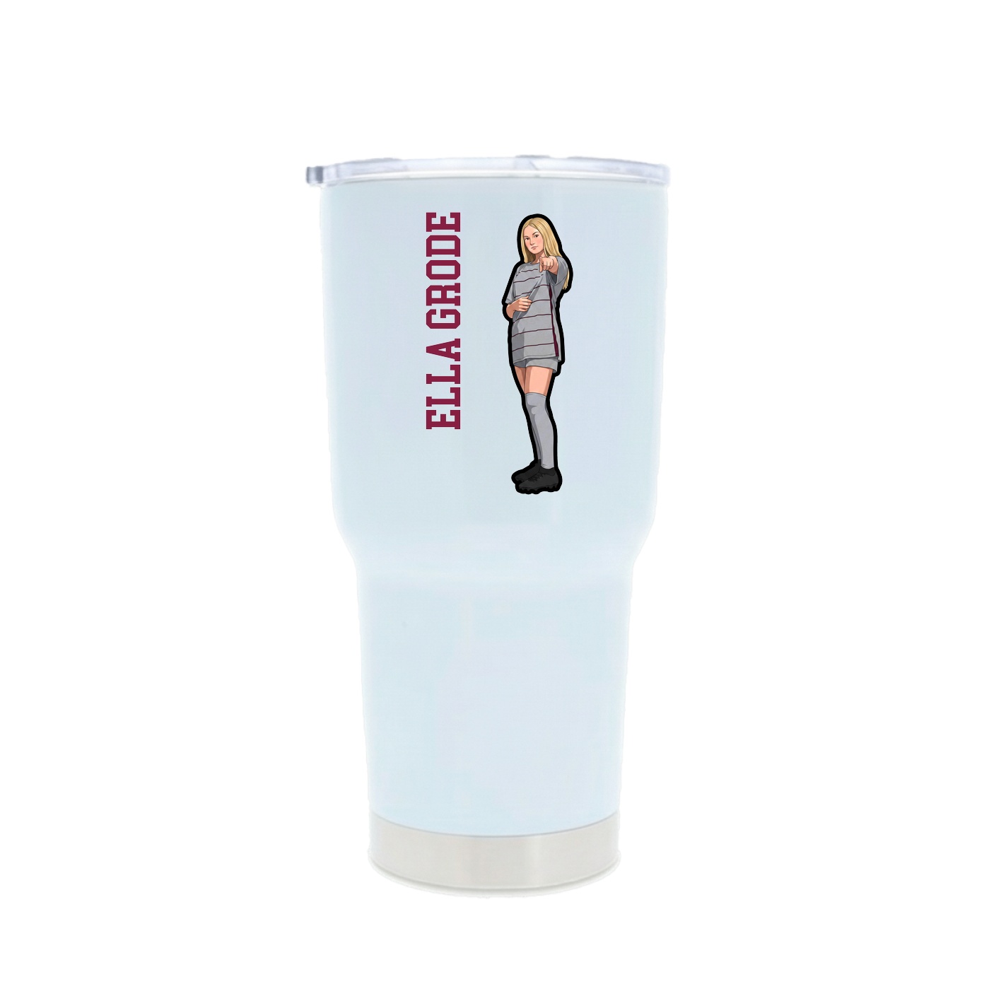 30oz Stainless Steel Tumbler — Name Vertical in White
