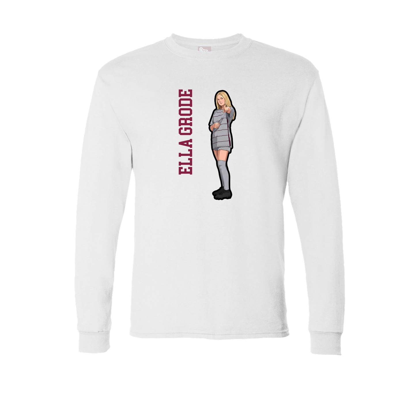 Long Sleeve Tee — Name Vertical in White