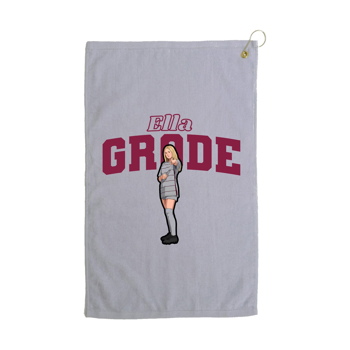 Golf Towel — Name Arch in Grey