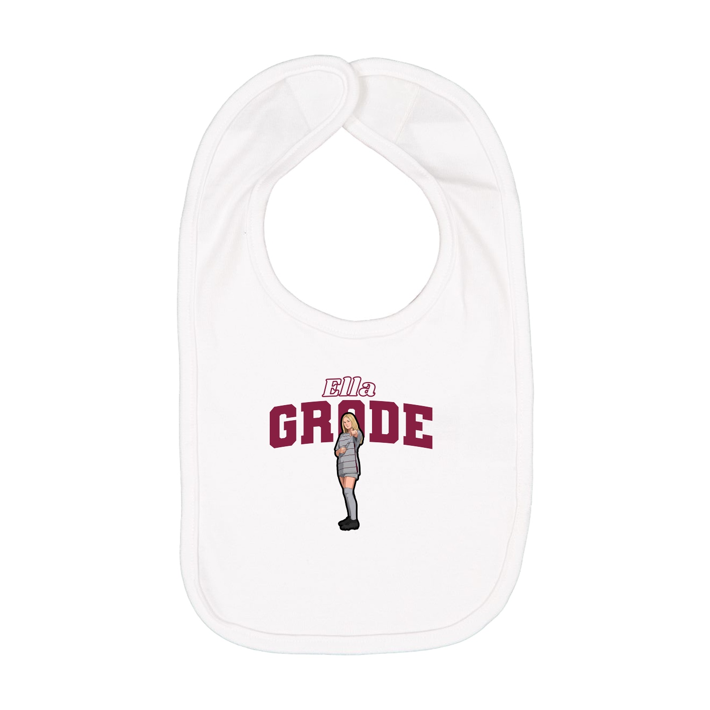 Infant Bib — Name Arch in White