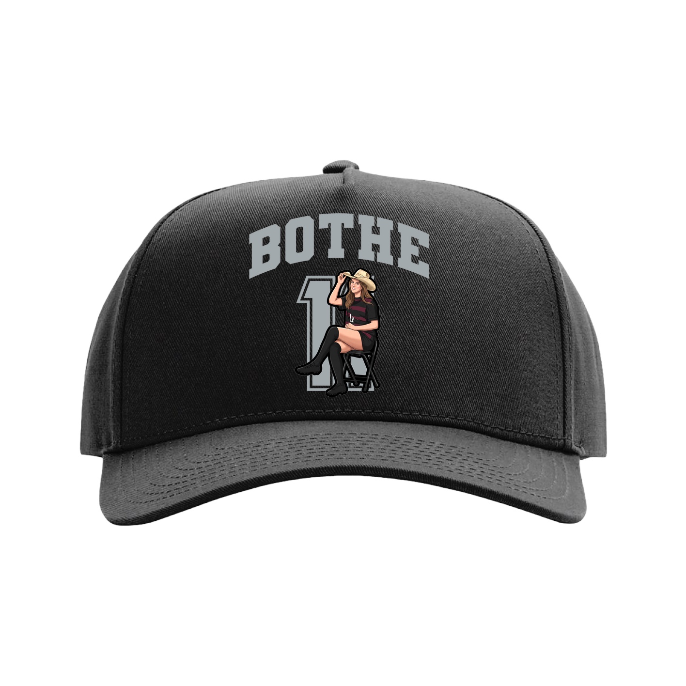 Full Fabric Five-Panel Champ Cap — Number in Black
