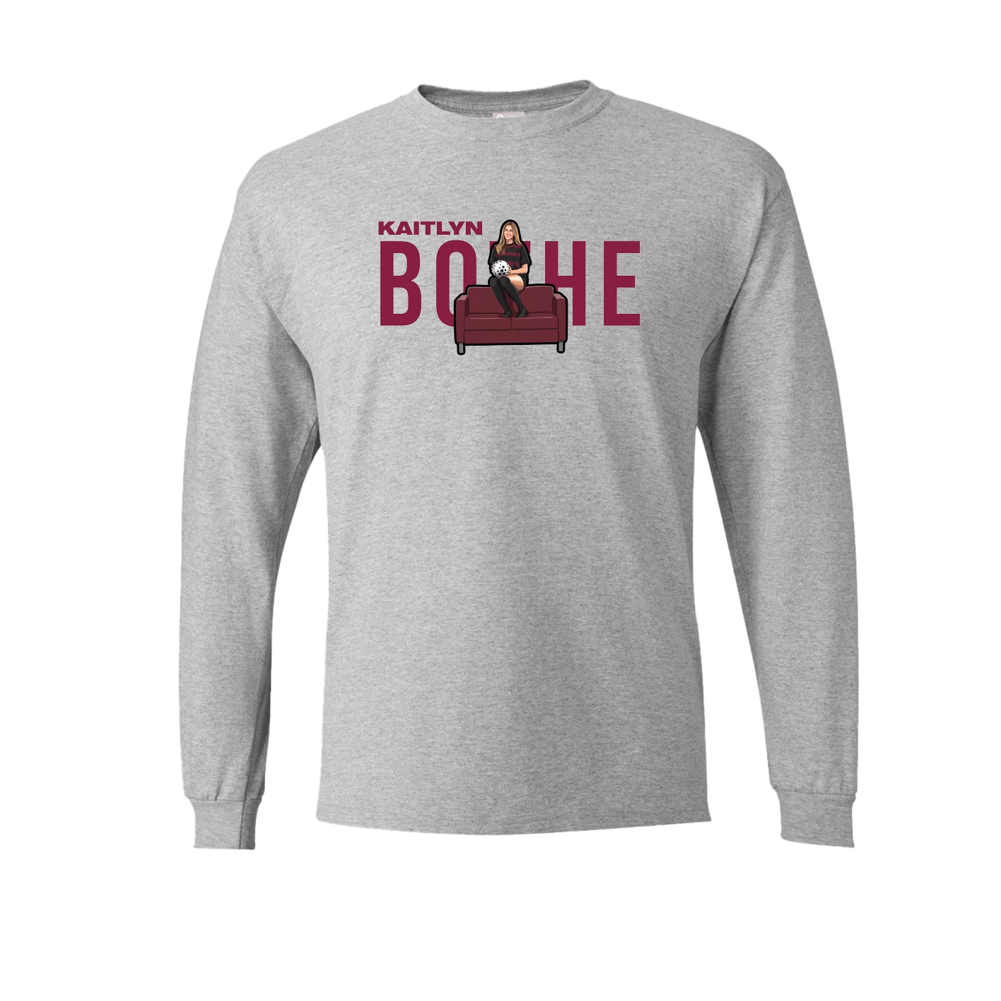 Long Sleeve Tee — Player Name in Grey