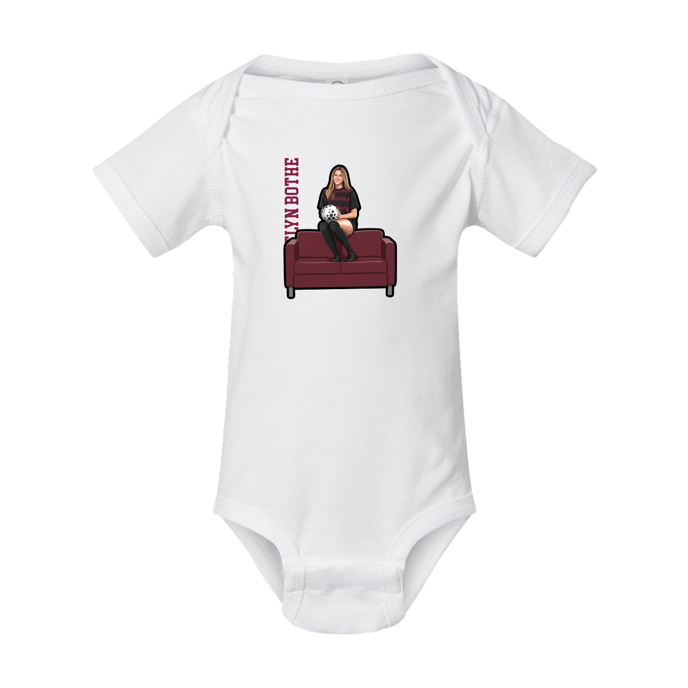 Baby Onesie — Name Vertical in White