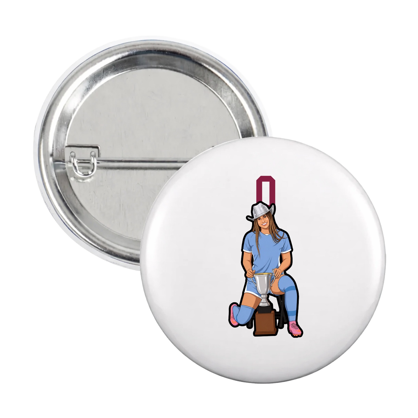 Game Day Button — Number Top in White