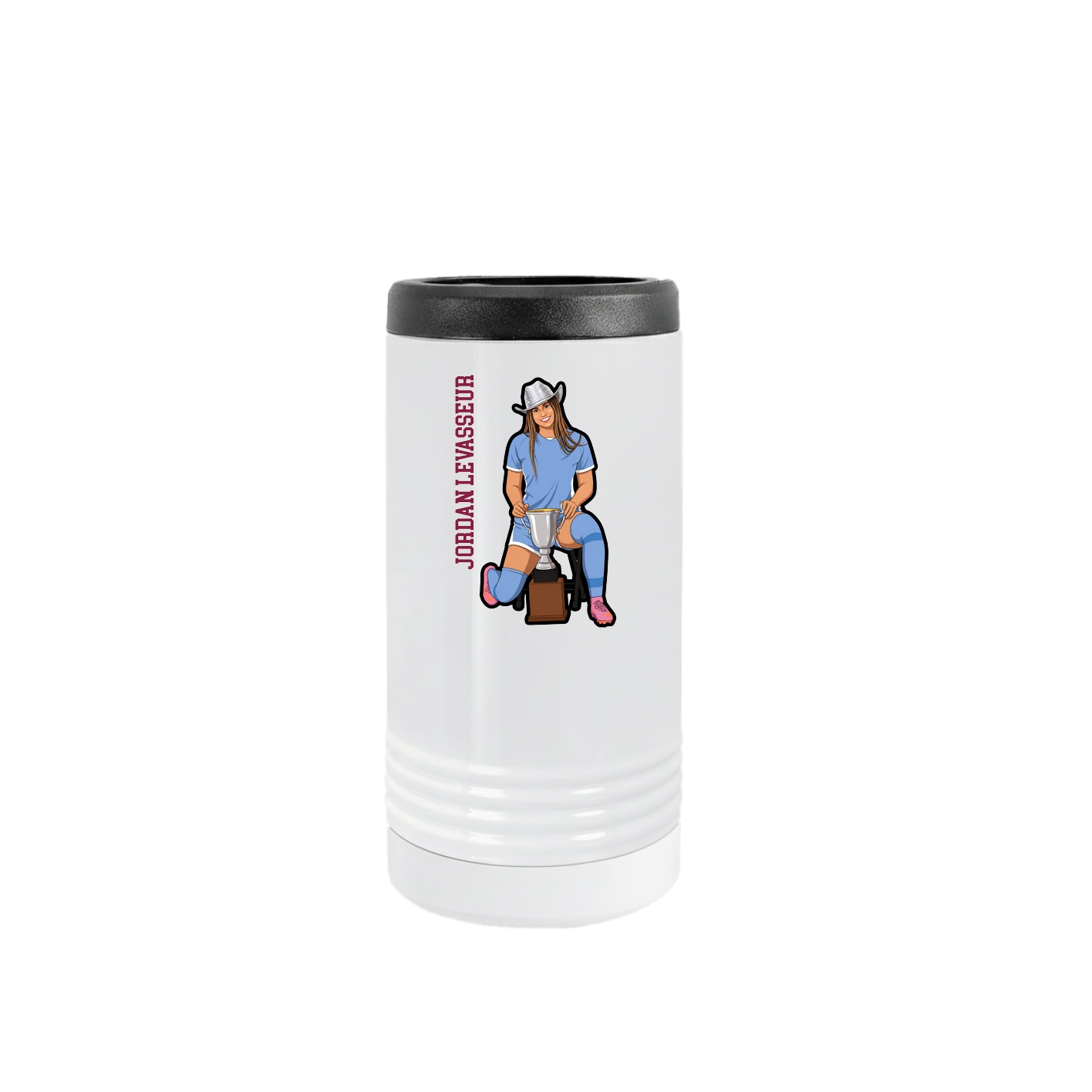 Slim Beverage Holder — Name Vertical in White