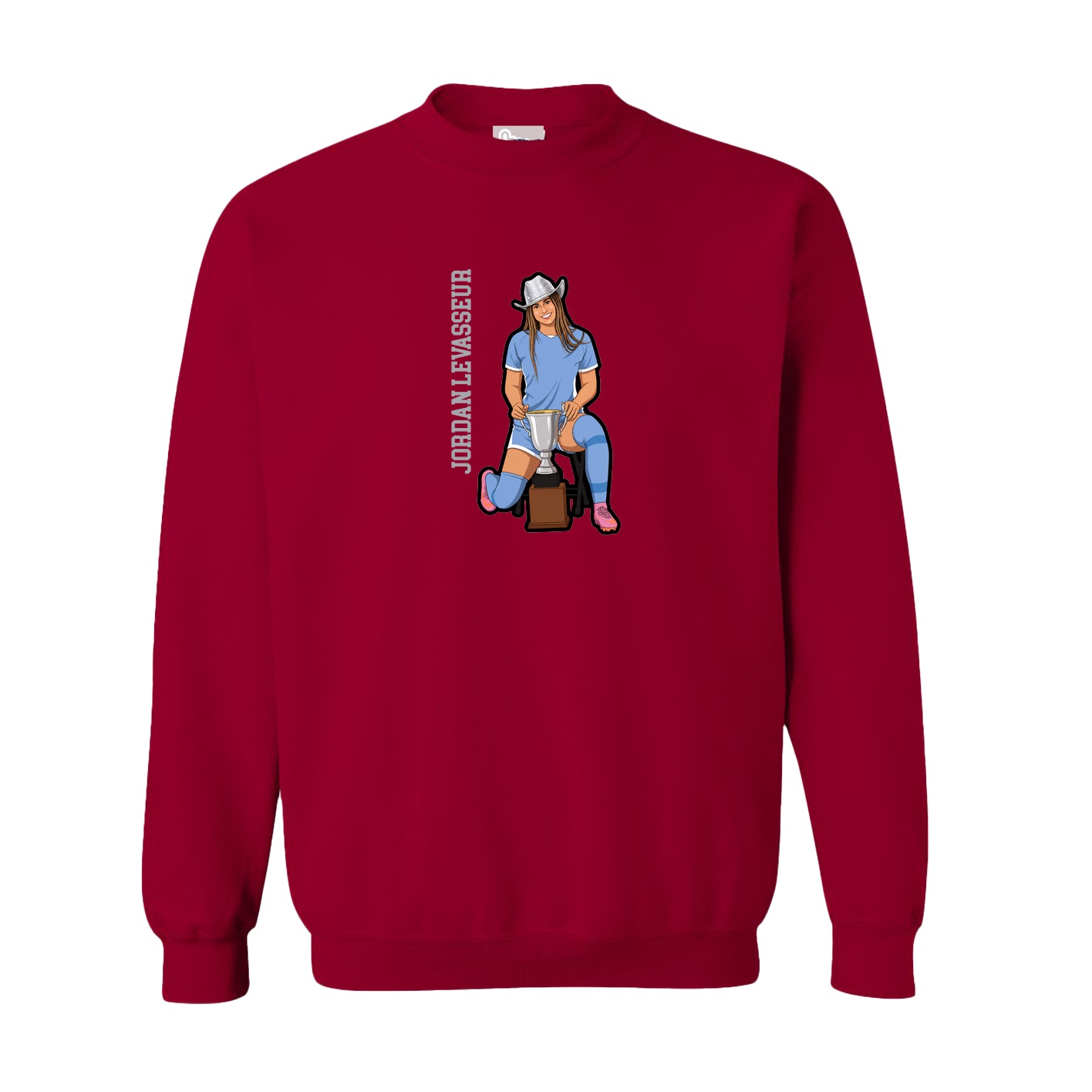 Fleece Crew — Name Vertical in Cardinal