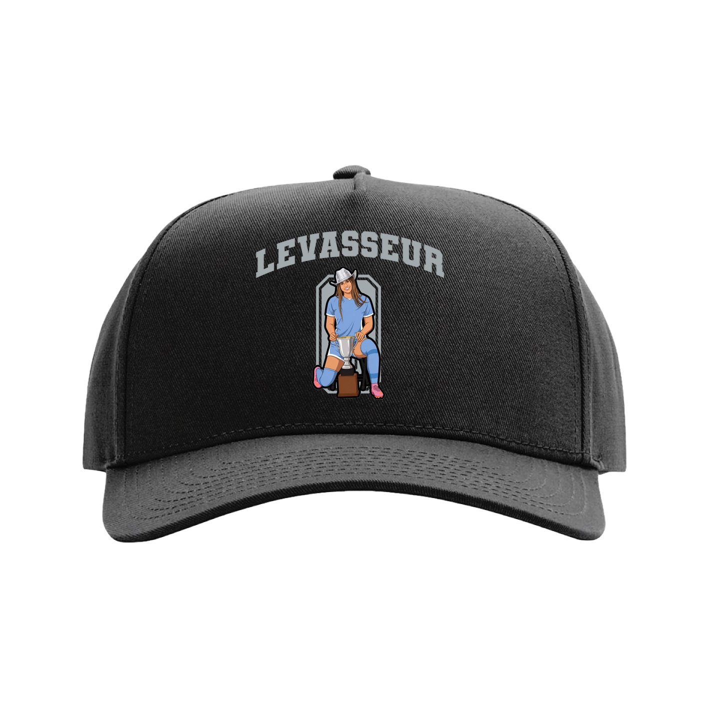 Full Fabric Five-Panel Champ Cap — Number in Black