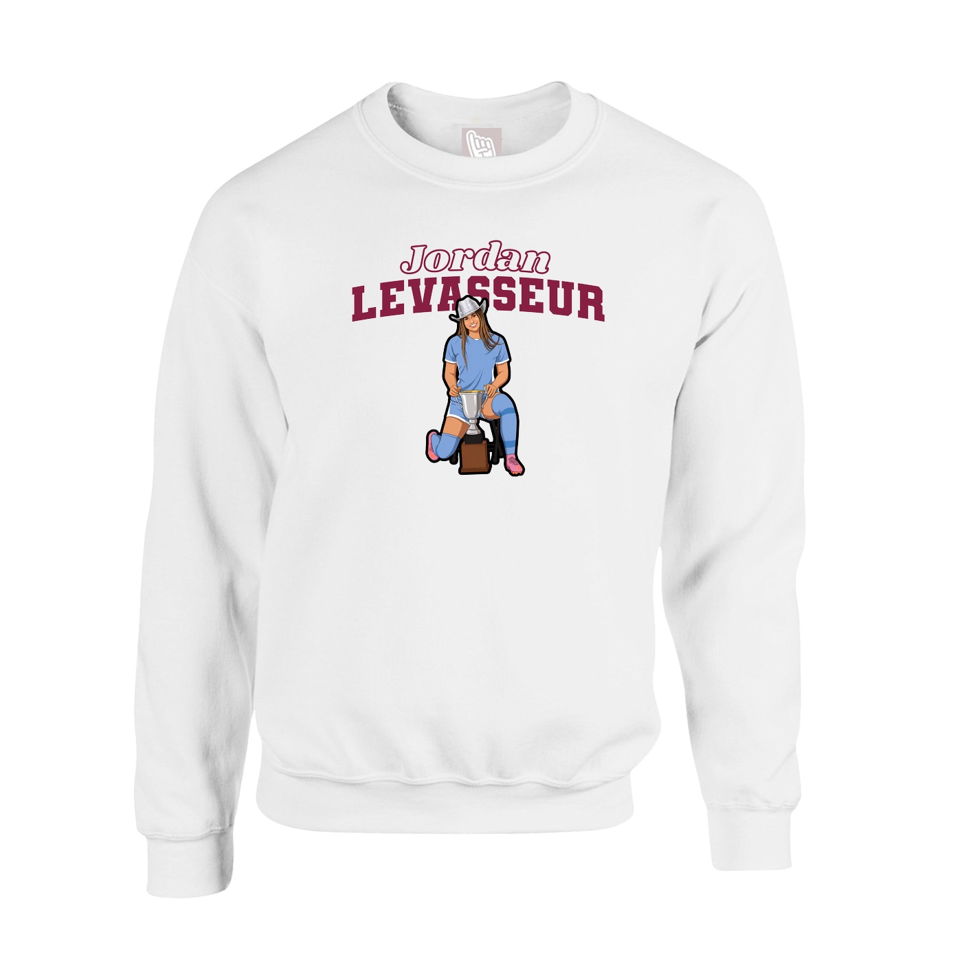 Fleece Crew — Name Arch in White