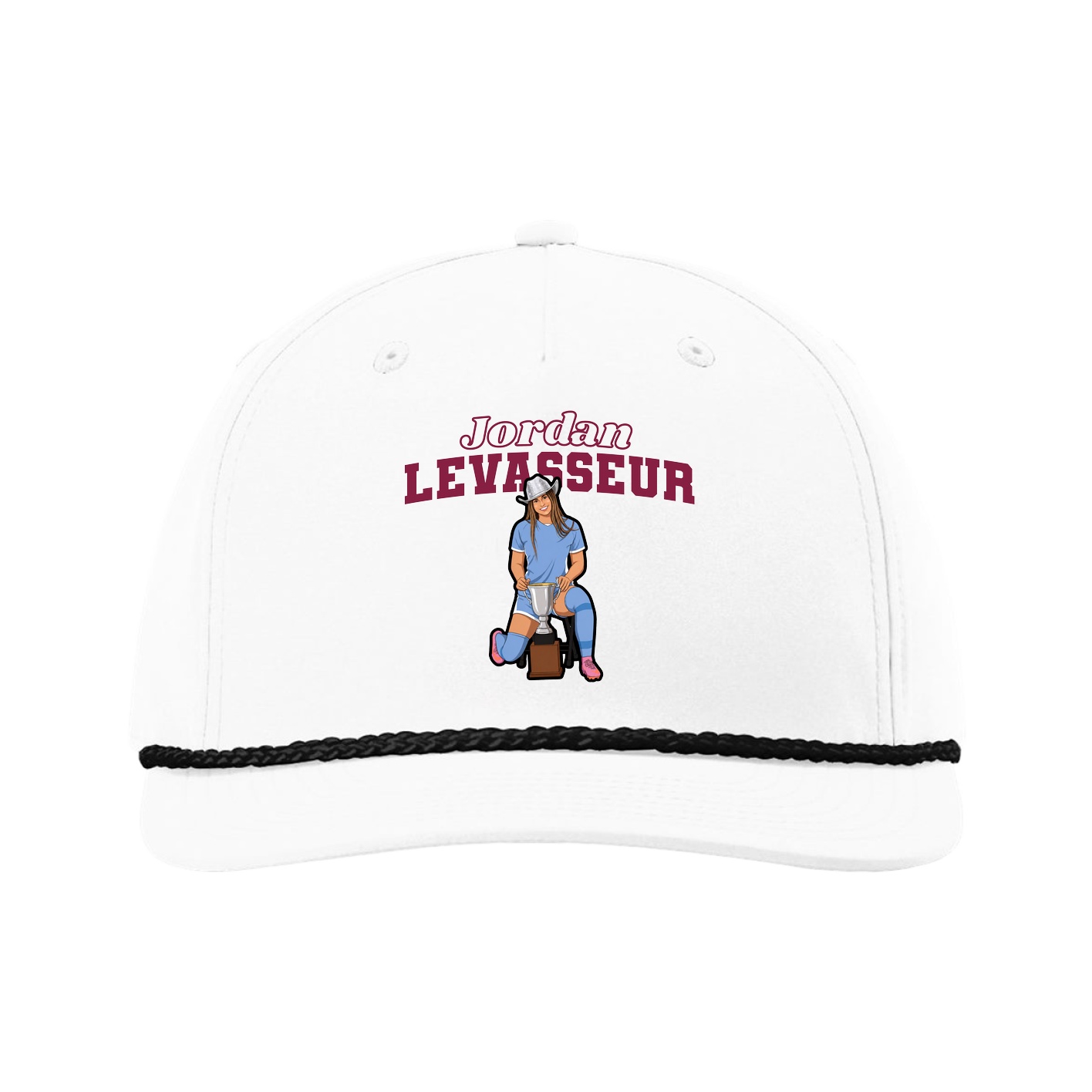 Five-Panel Classic Rope Cap — Name Arch in White