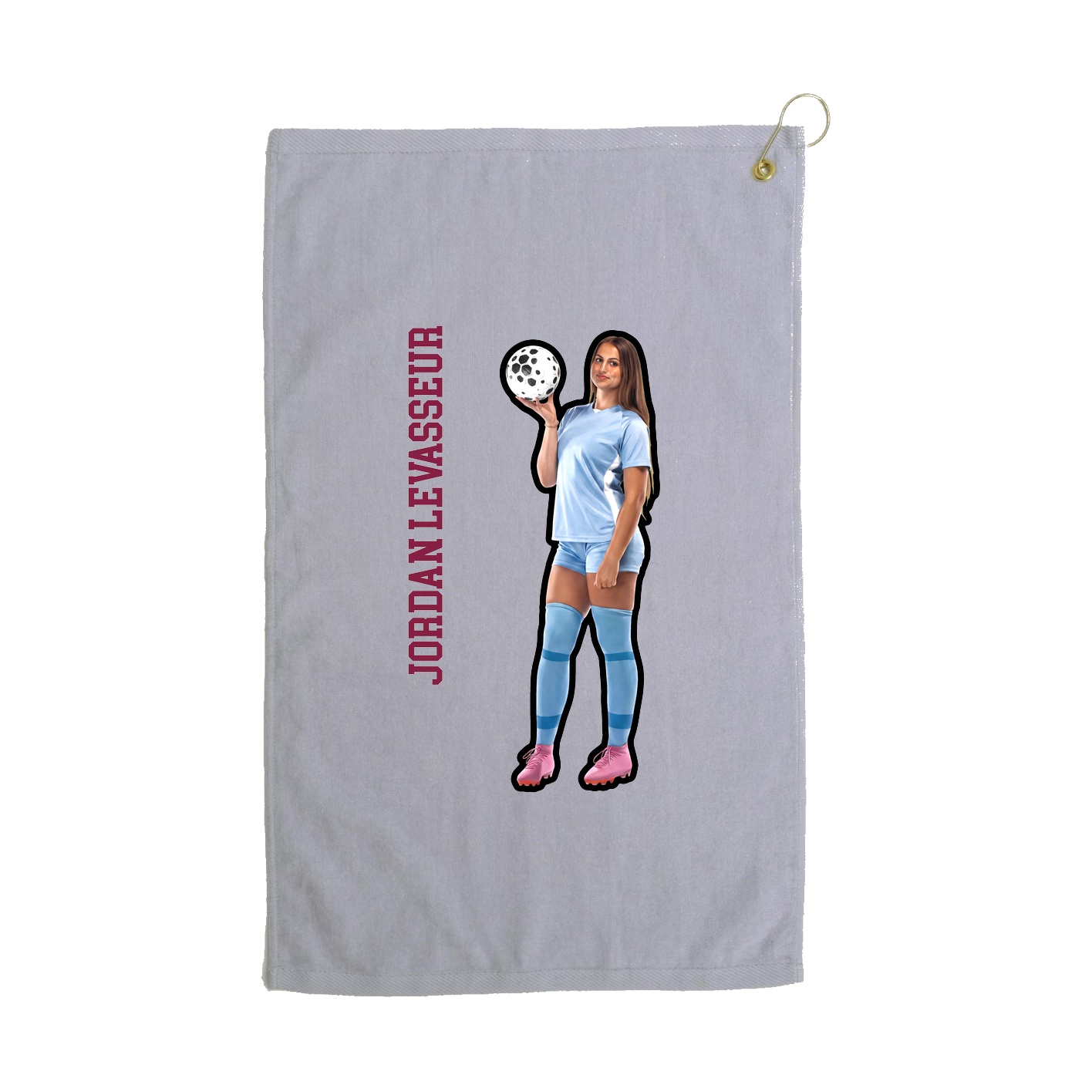 Golf Towel — Name Vertical in Grey