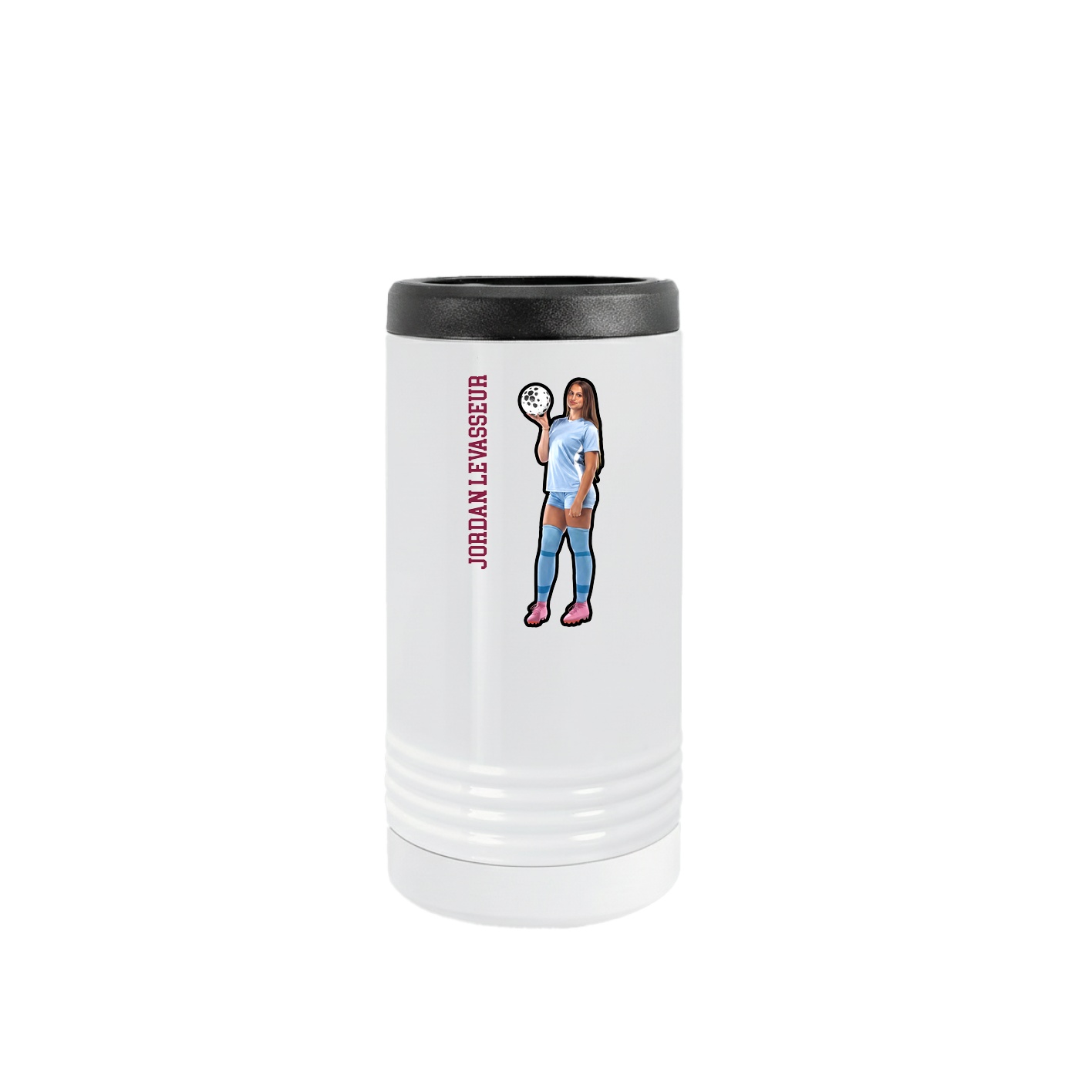 Slim Beverage Holder — Name Vertical in White