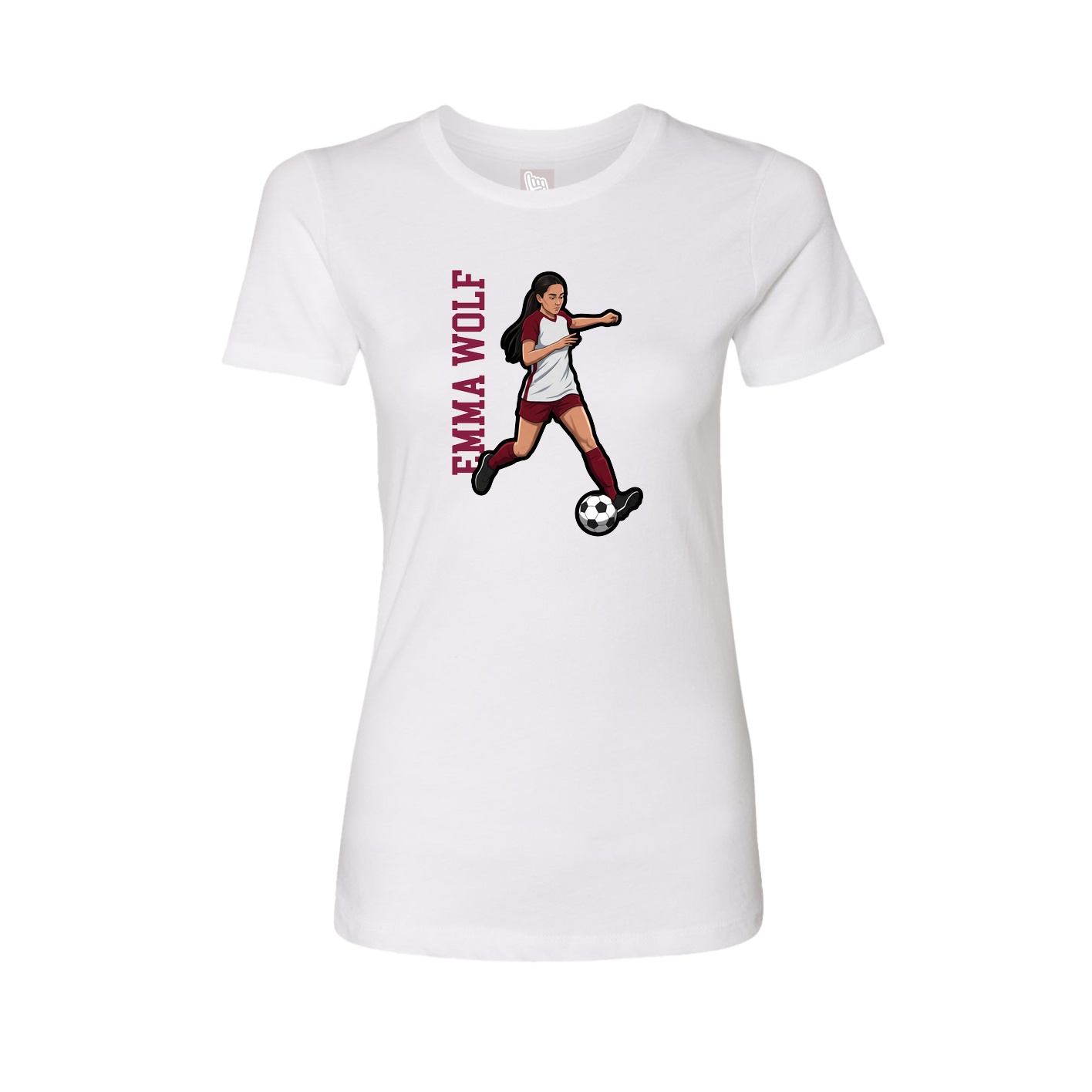 Fitted Women's Tee — Name Vertical in White