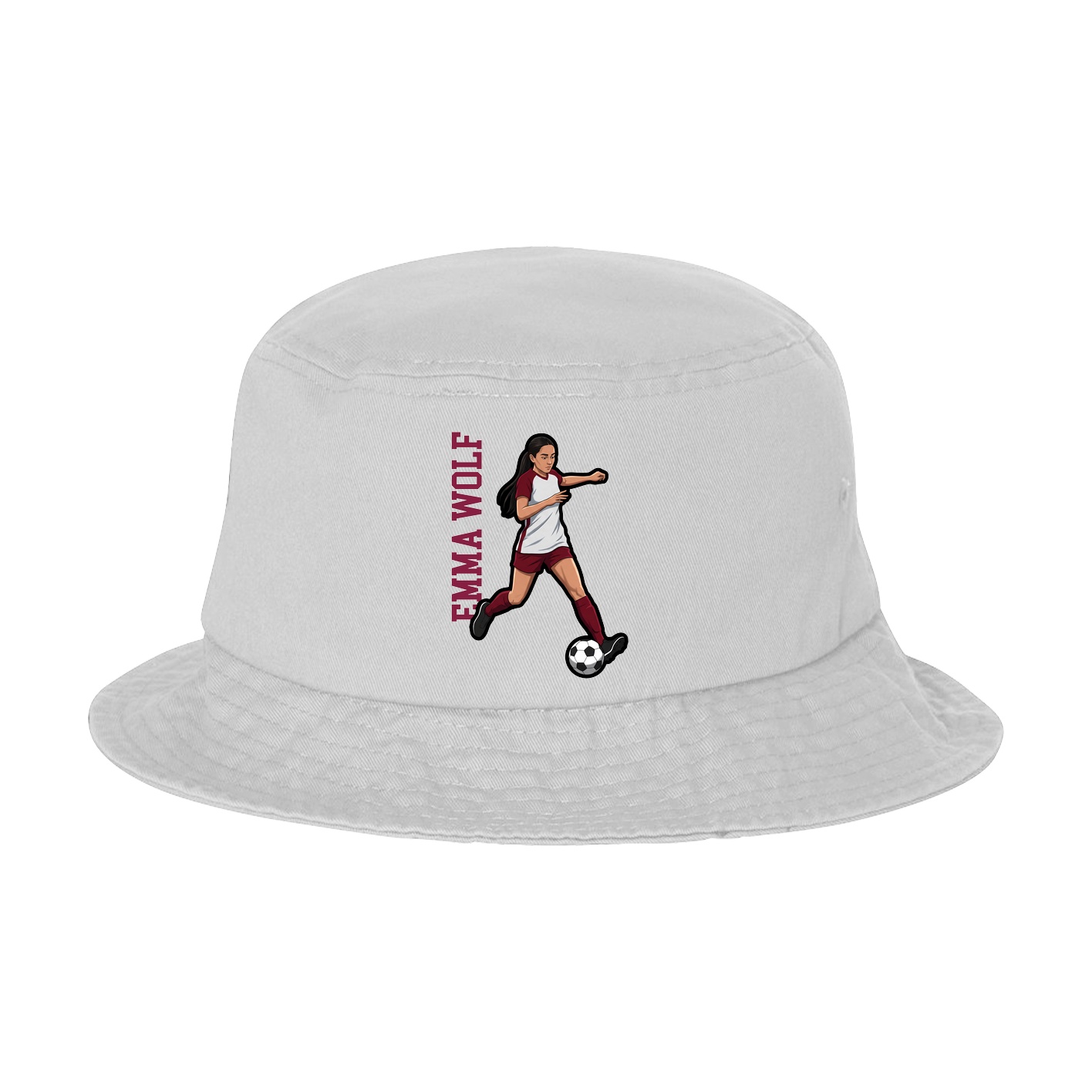 Bucket Cap — Name Vertical in White